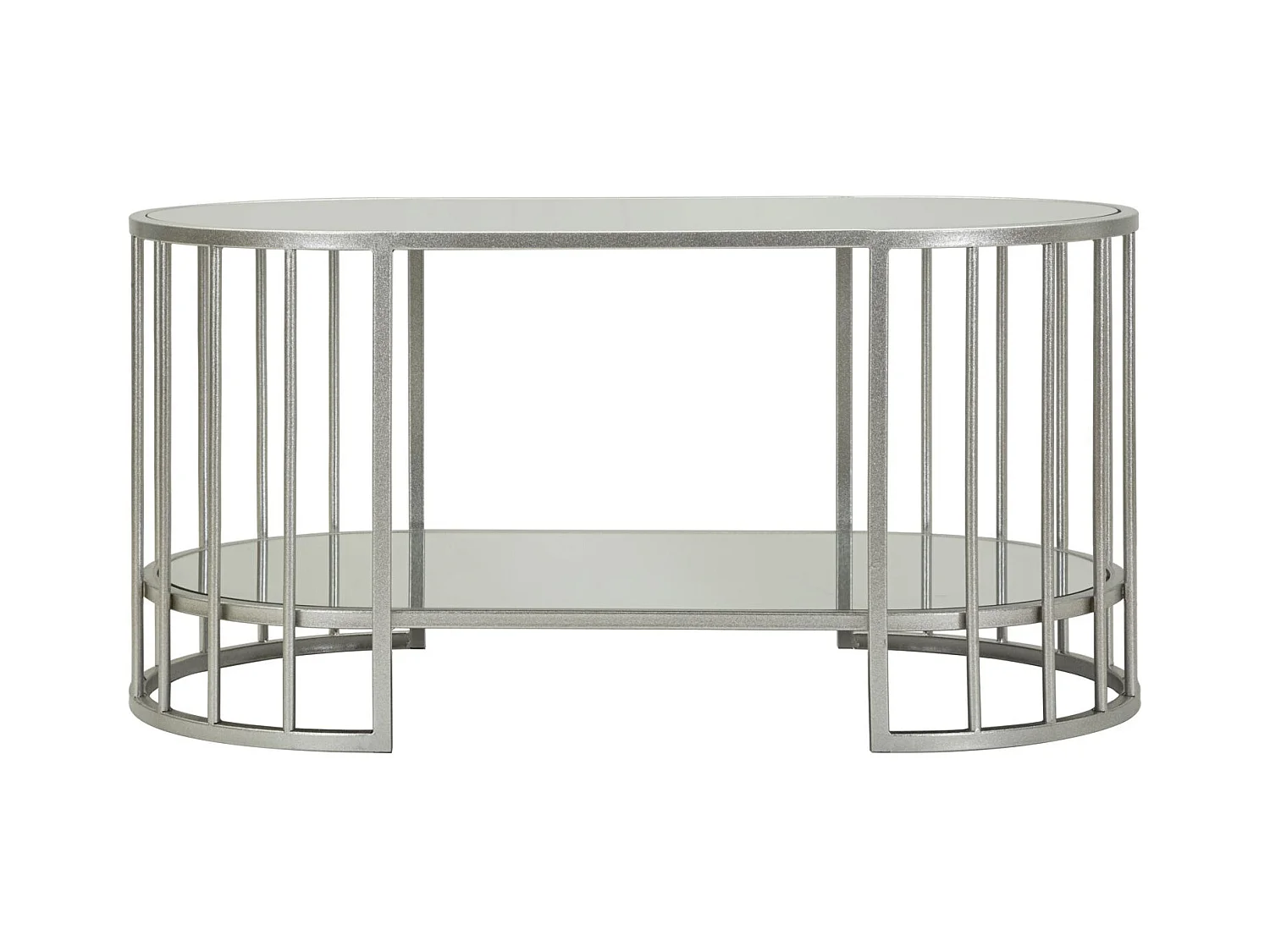 Table basse en métal argenté et verre, 90x50x45 cm