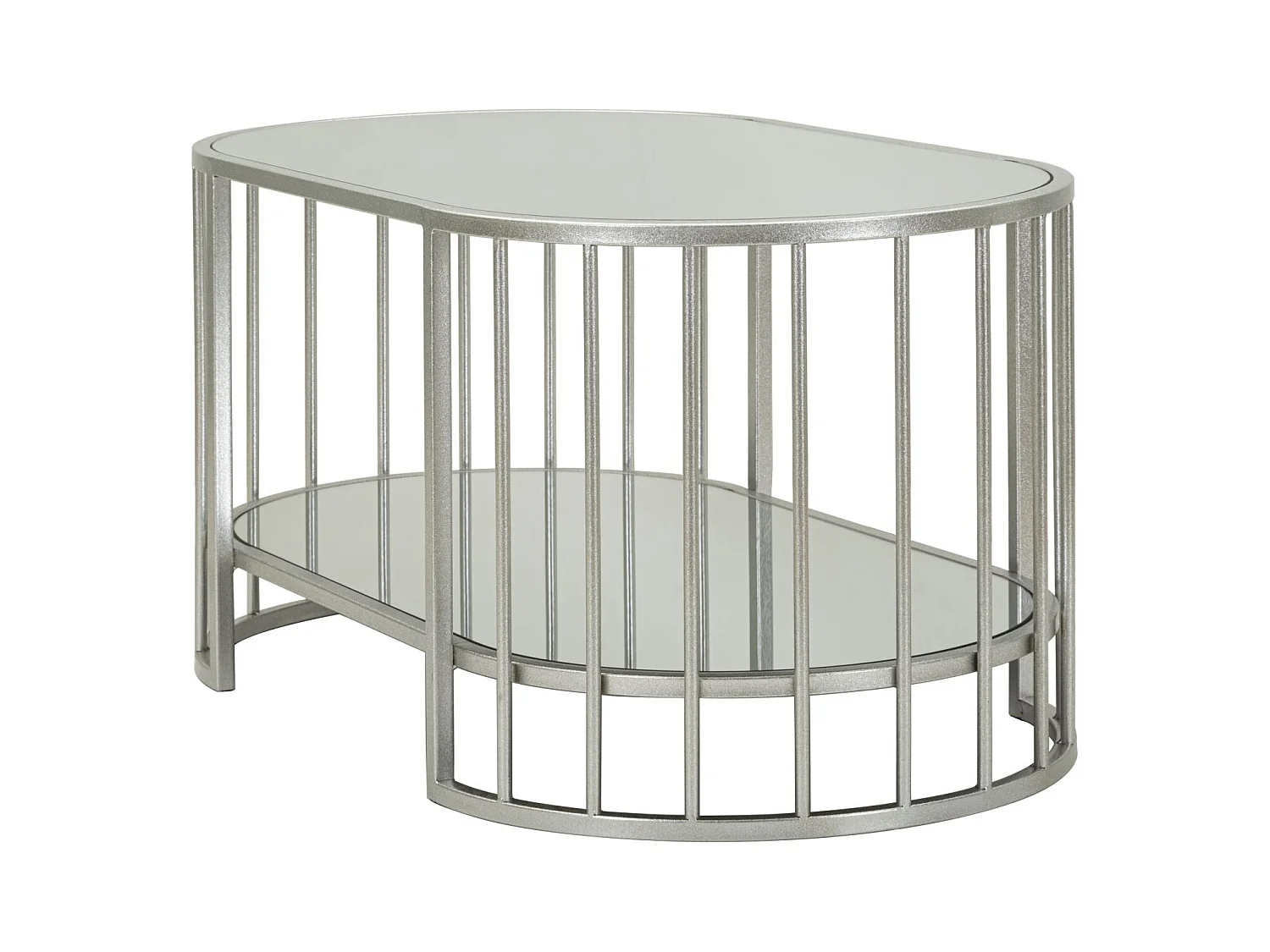 Table basse en métal argenté et verre, 90x50x45 cm