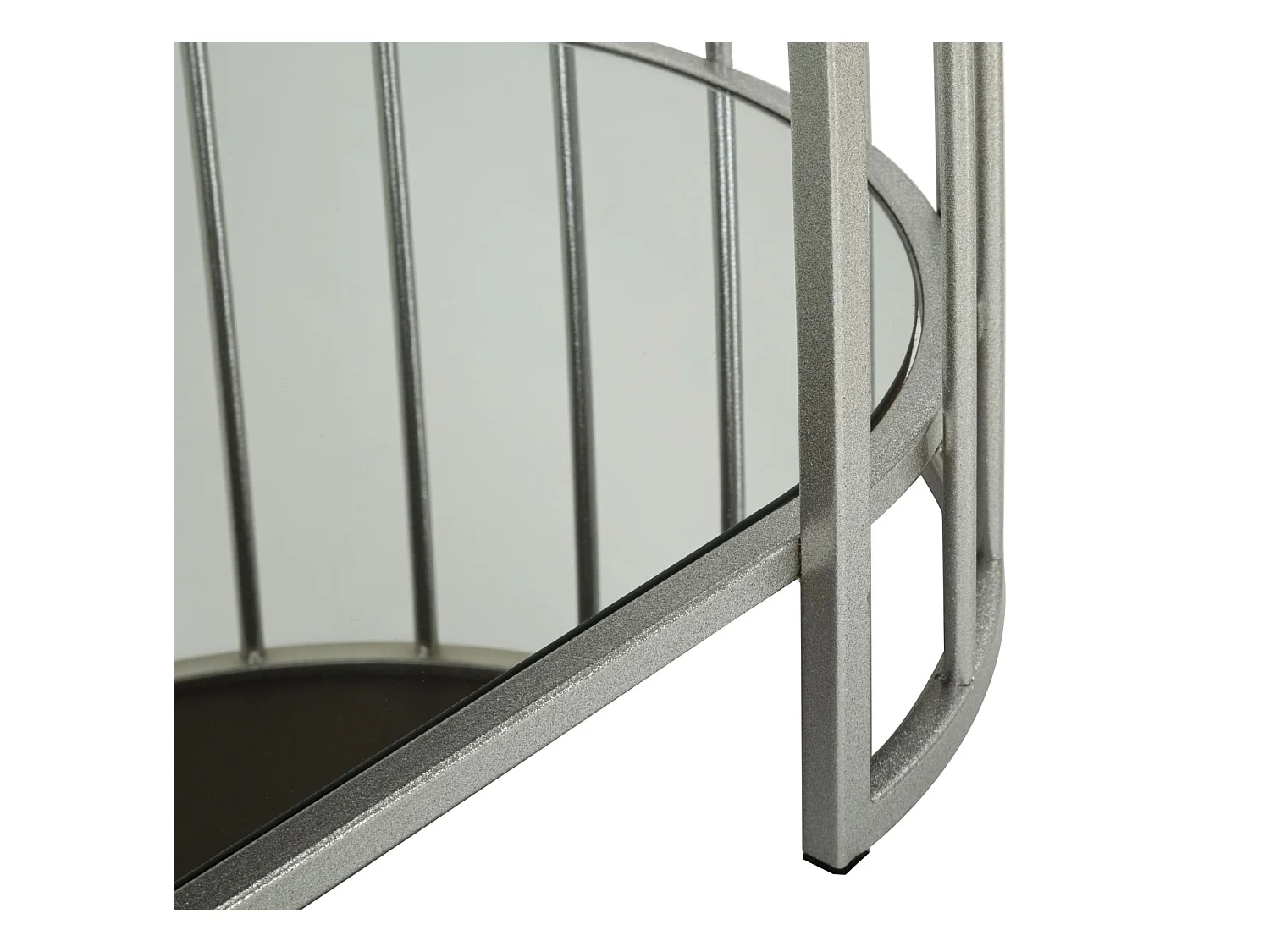 Table basse en métal argenté et verre, 90x50x45 cm