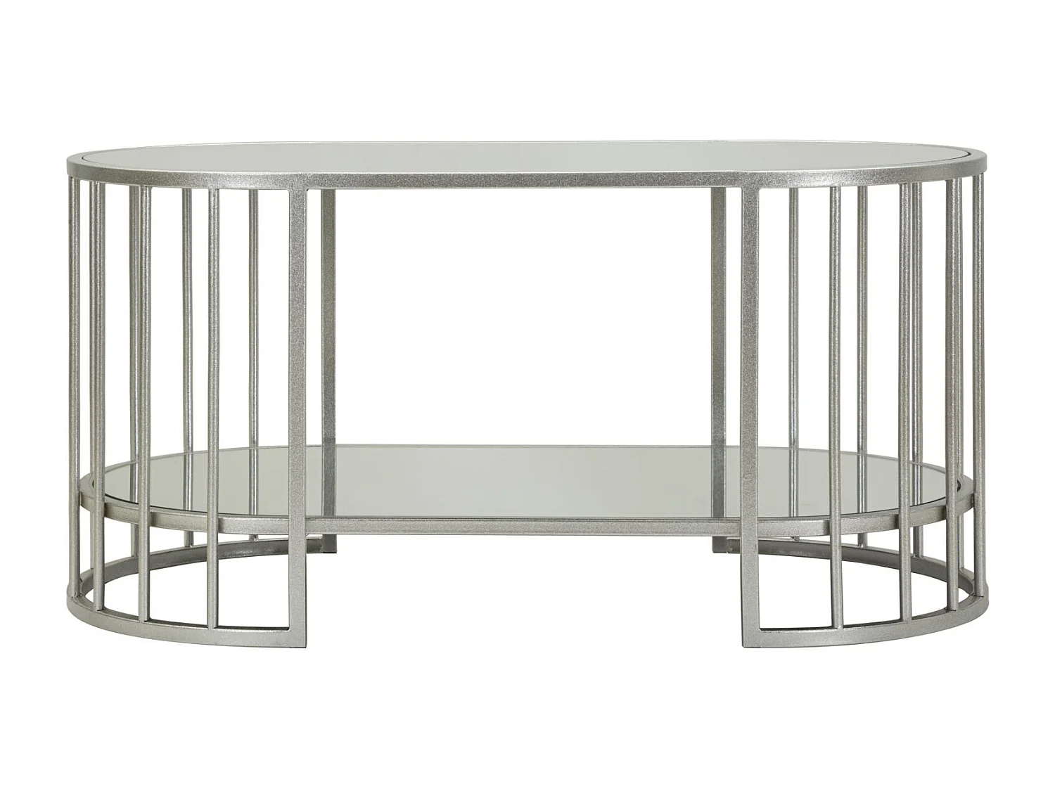 Table basse en métal argenté et verre, 90x50x45 cm