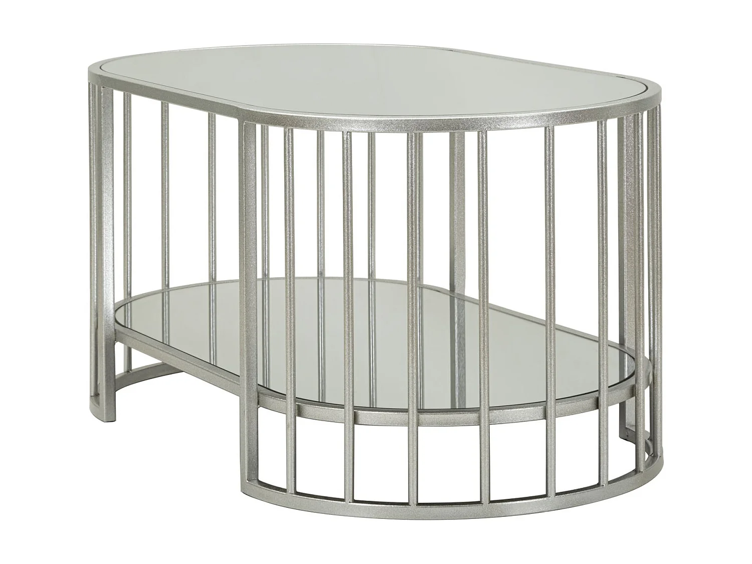 Table basse en métal argenté et verre, 90x50x45 cm