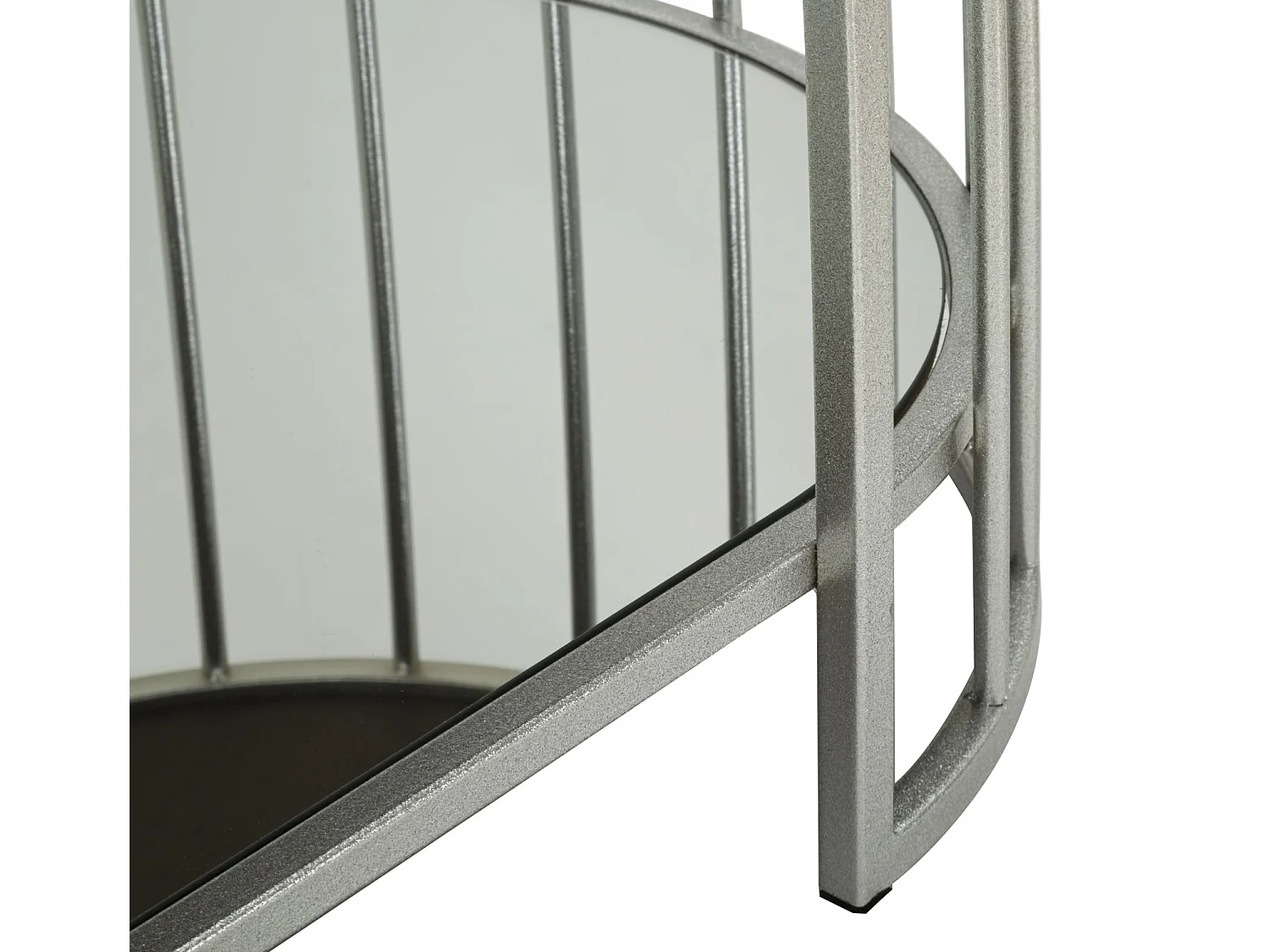 Table basse en métal argenté et verre, 90x50x45 cm