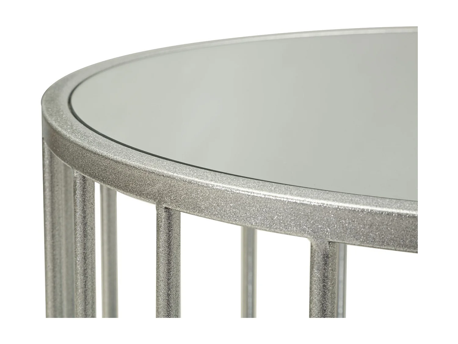 Salontafel van zilverkleurig metaal en glas, 90x50x45 cm