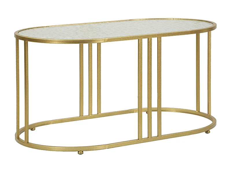 Table basse en métal doré et verre, 90x50x45 cm