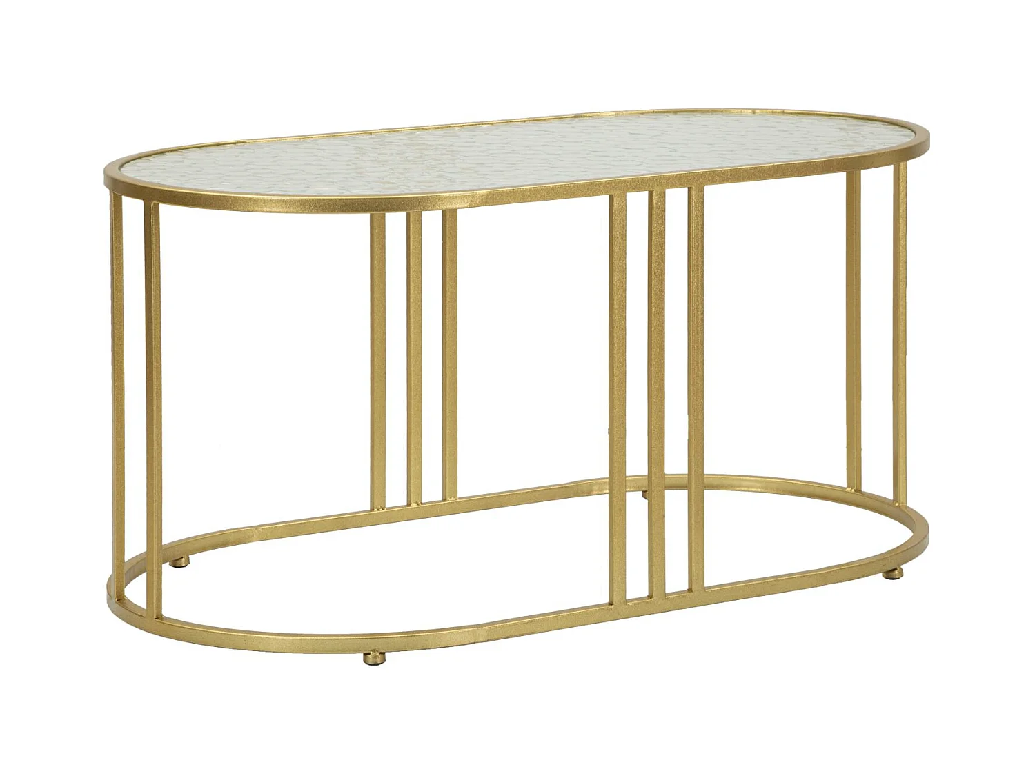 Tavolo da caffé in metallo dorato e vetro cm 90x50x45