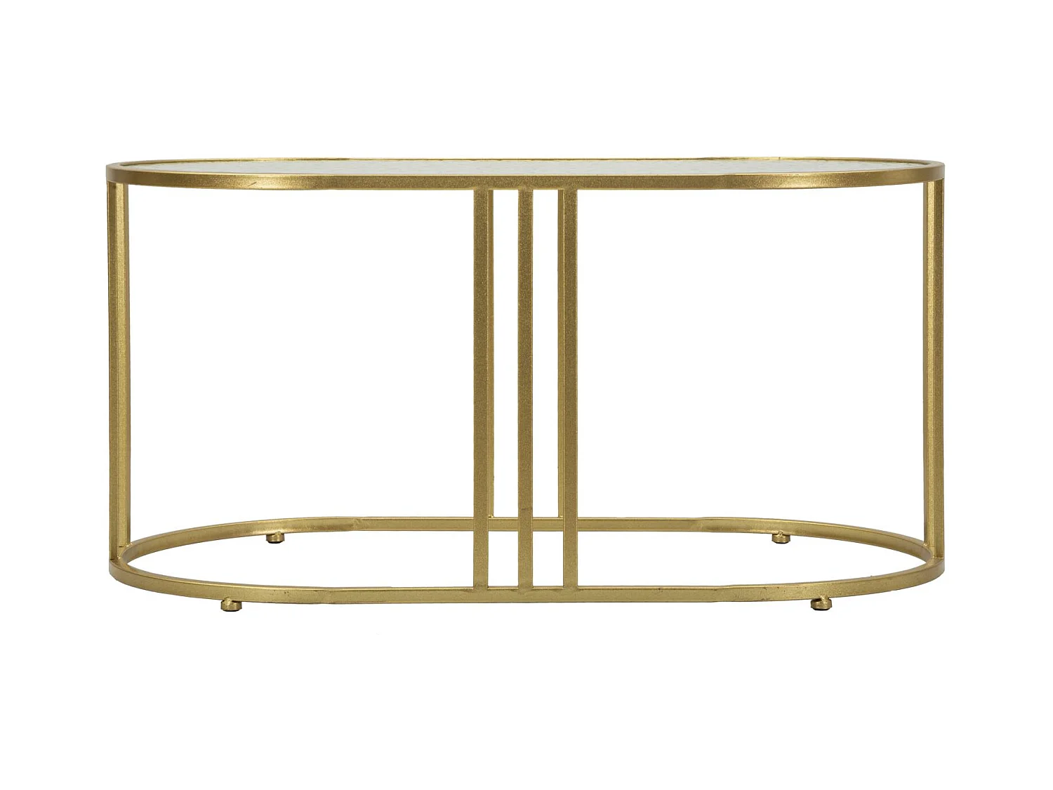 Tavolo da caffé in metallo dorato e vetro cm 90x50x45