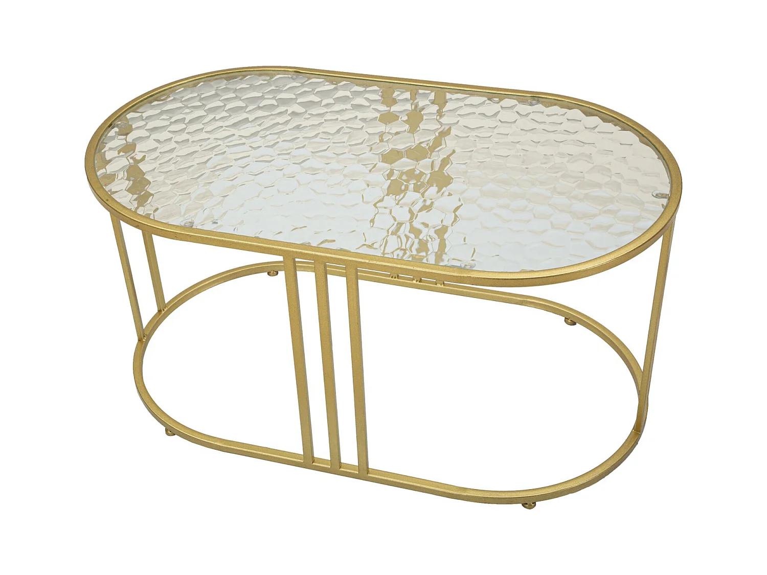 Tavolo da caffé in metallo dorato e vetro cm 90x50x45