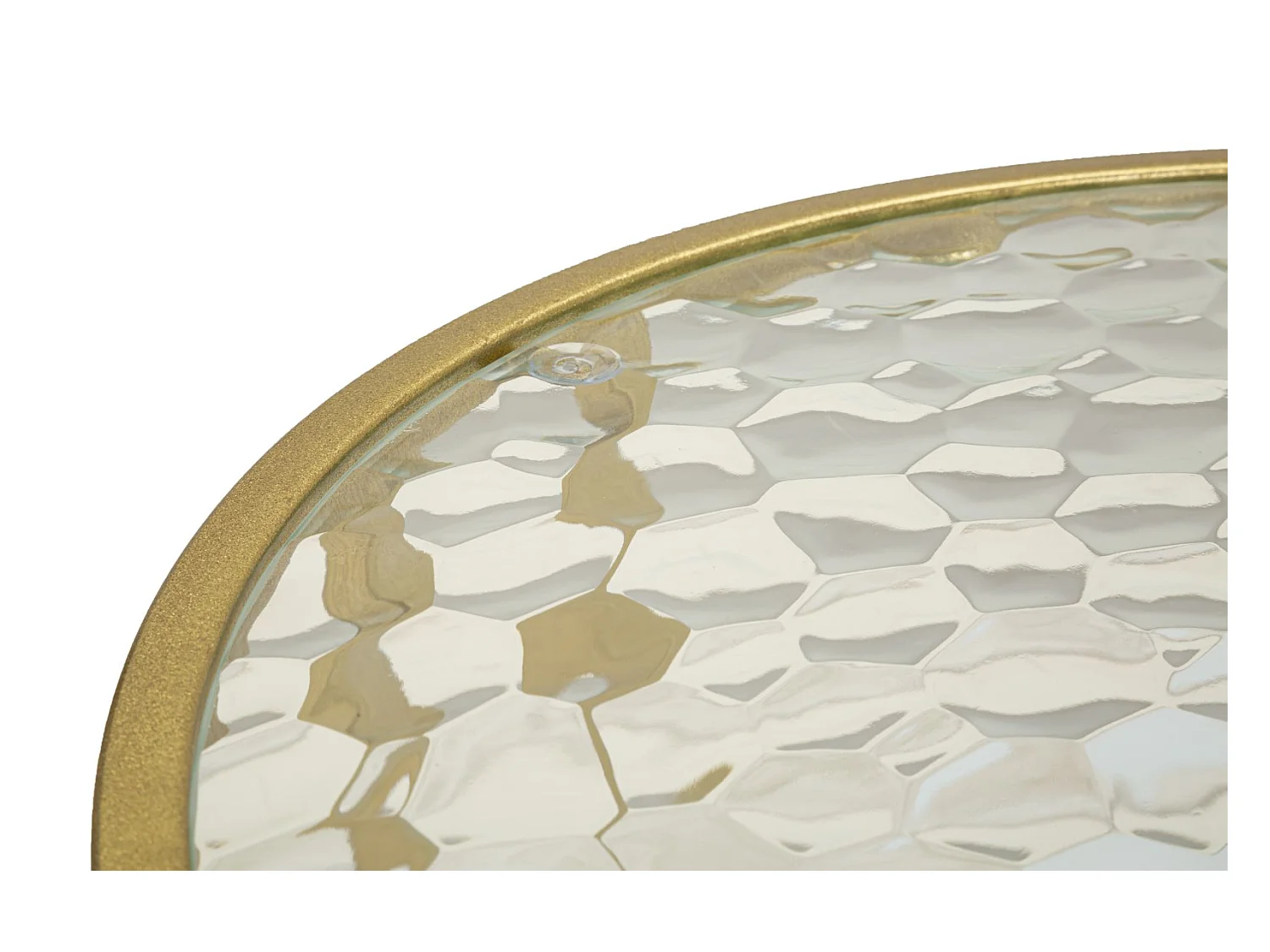 Tavolo da caffé in metallo dorato e vetro cm 90x50x45