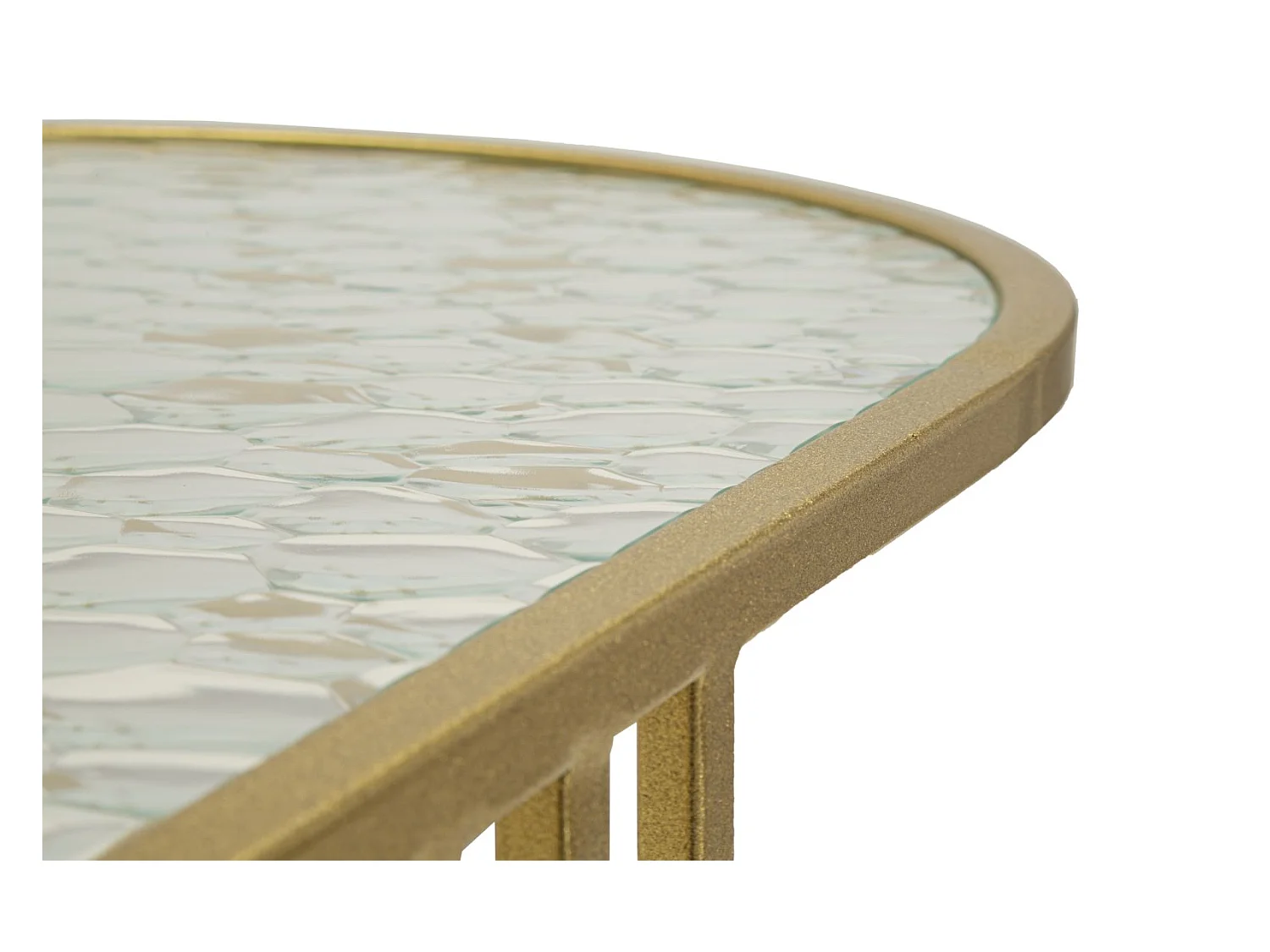 Tavolo da caffé in metallo dorato e vetro cm 90x50x45