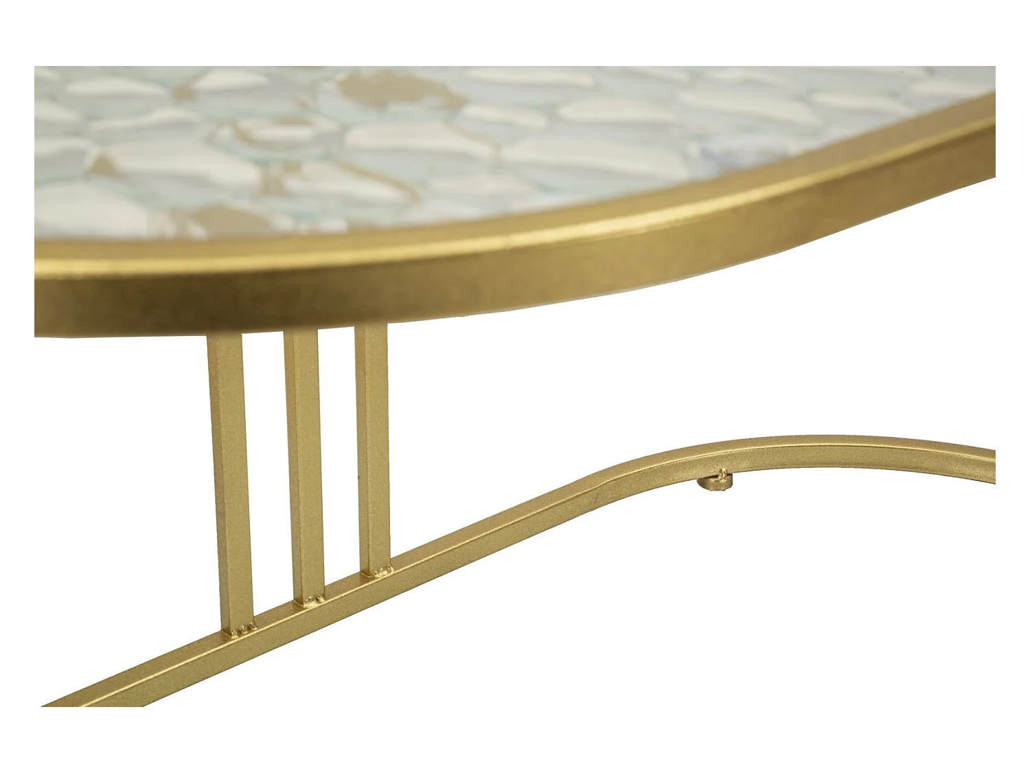 Tavolo da caffé in metallo dorato e vetro cm 90x50x45