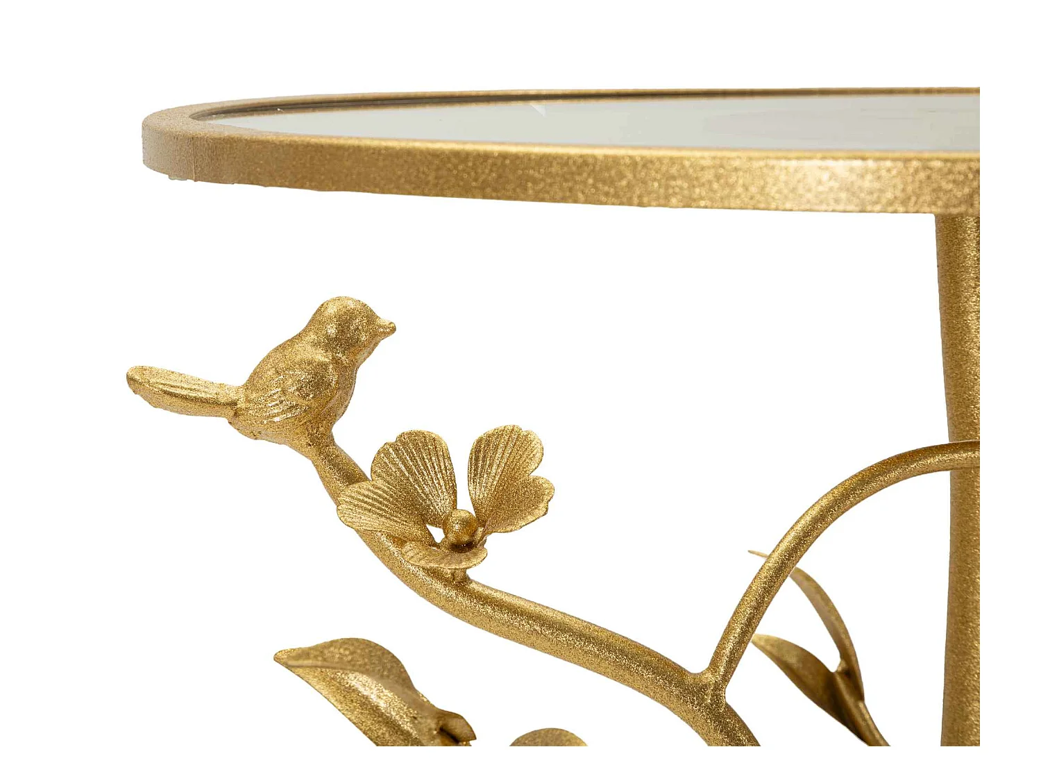 Tavolinetto in metallo dorato e vetro cm ø 38x60