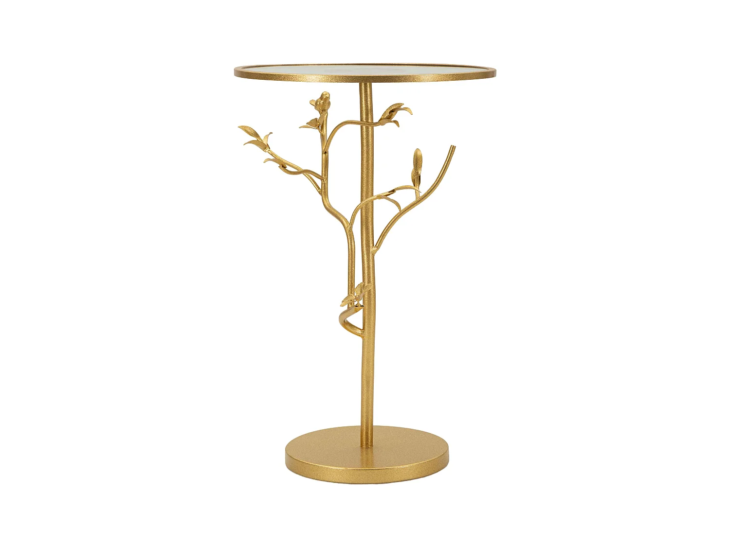 Tavolinetto in metallo dorato e vetro cm ø 38x60