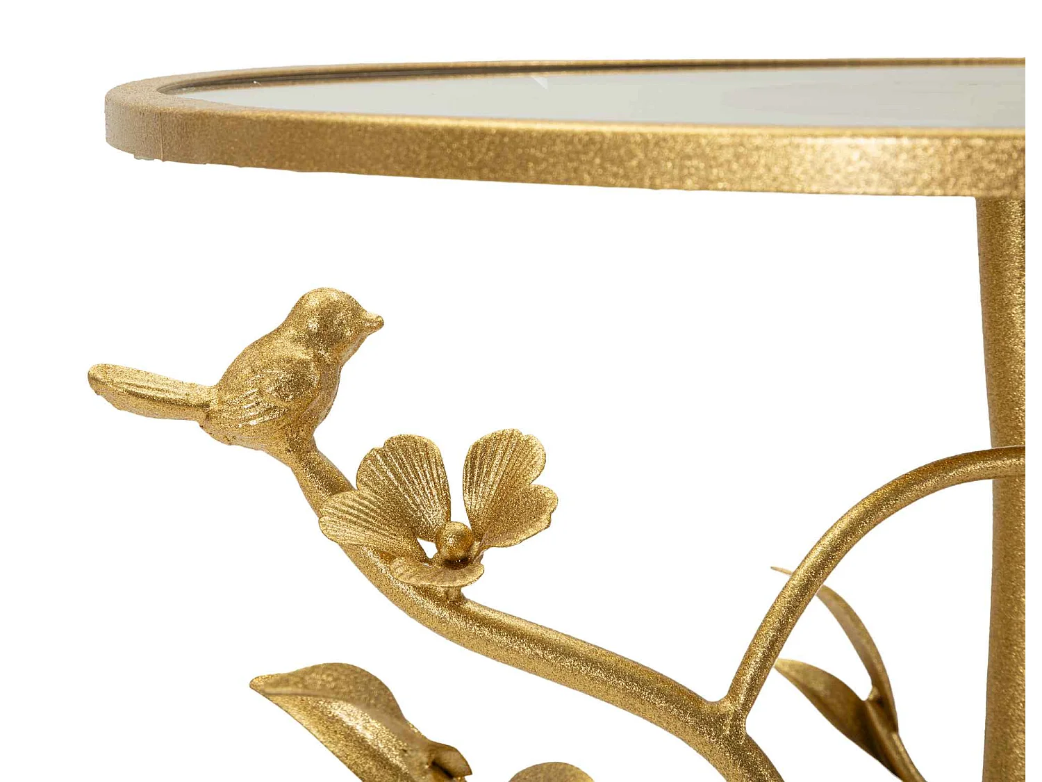 Tavolinetto in metallo dorato e vetro cm ø 38x60