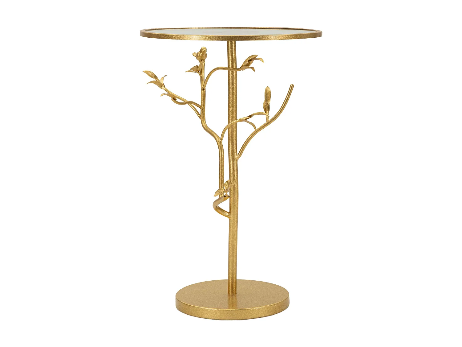 Tavolinetto in metallo dorato e vetro cm ø 38x60