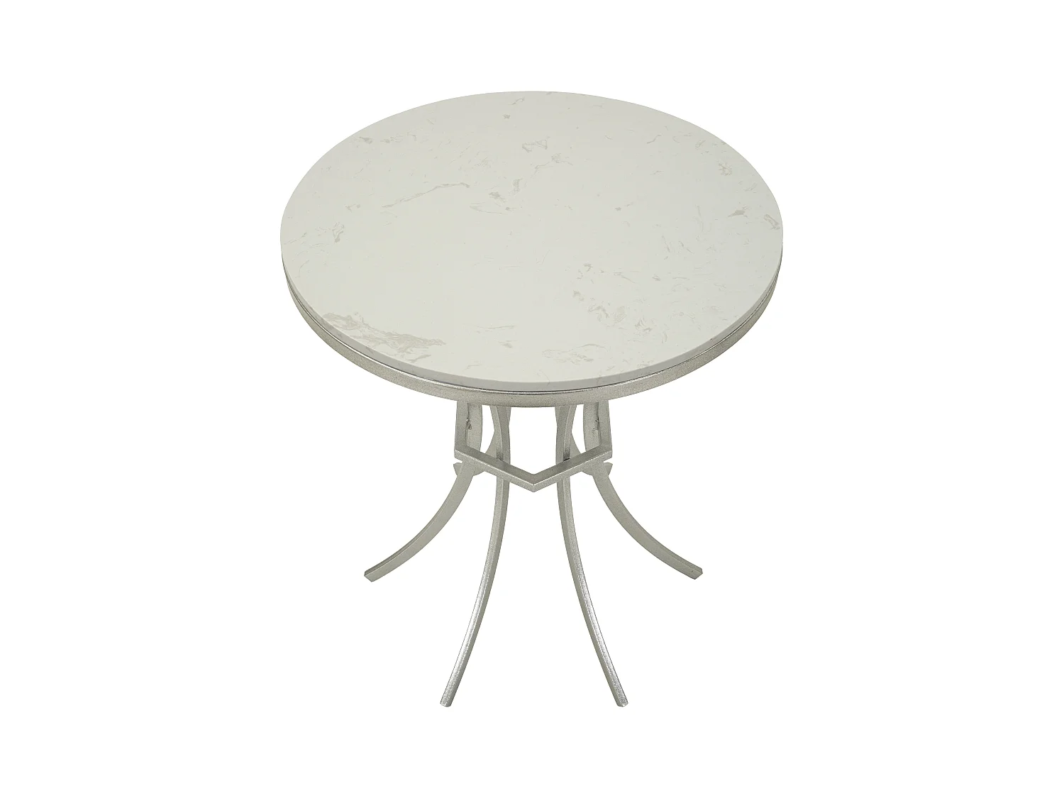 Table basse en métal argenté et marbre, ø 56x68 cm