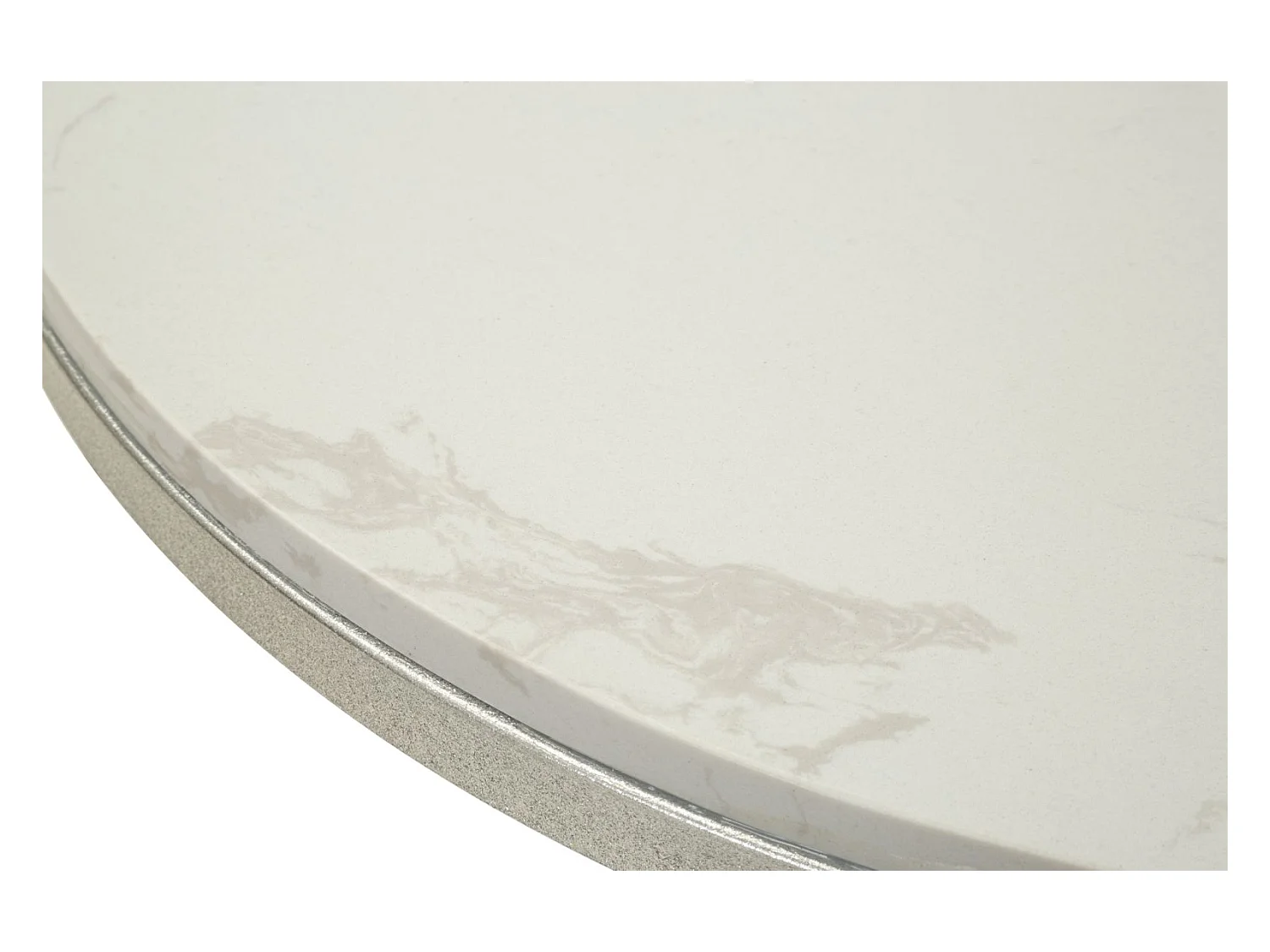 Table basse en métal argenté et marbre, ø 56x68 cm