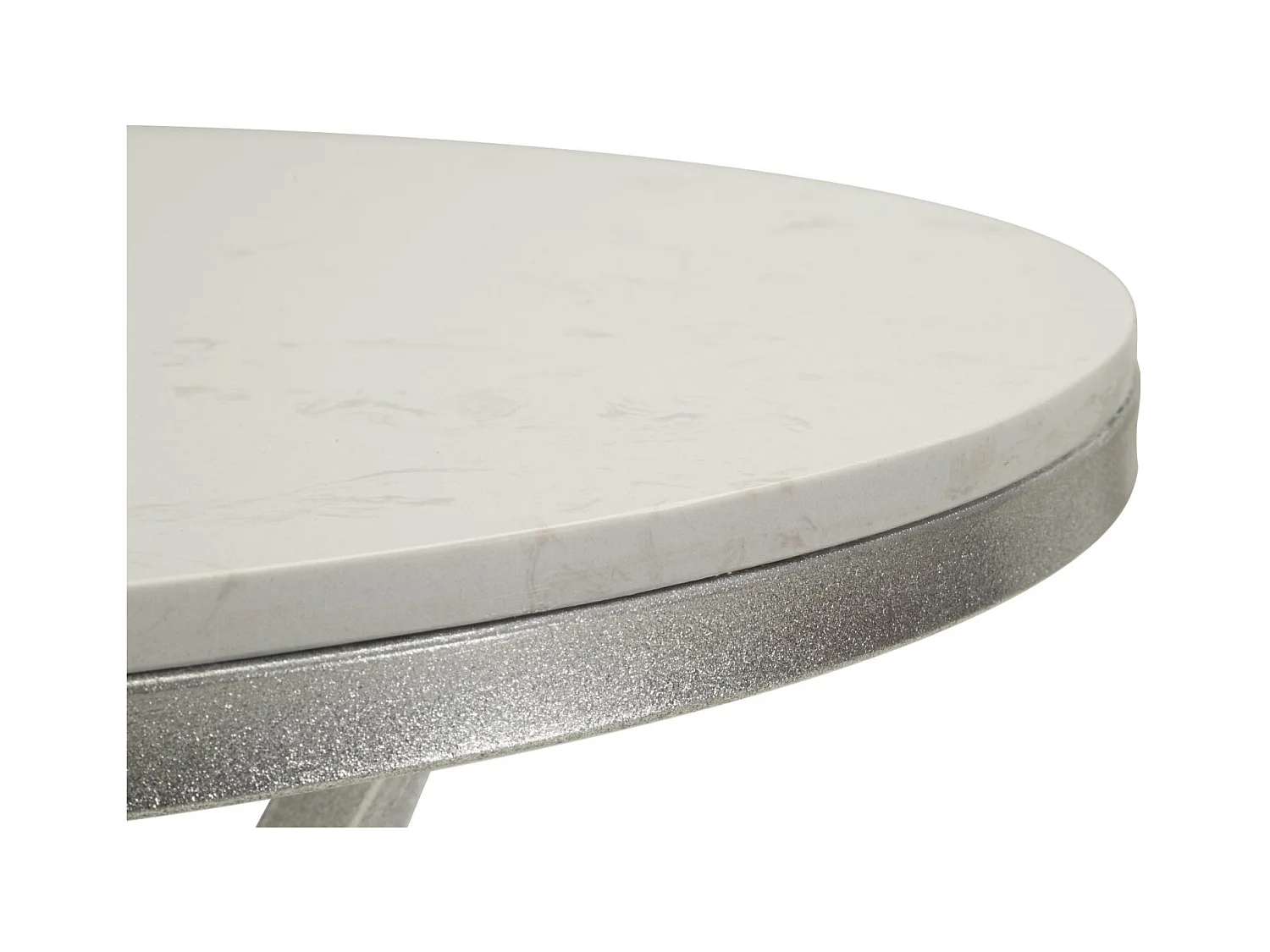 Table basse en métal argenté et marbre, ø 56x68 cm