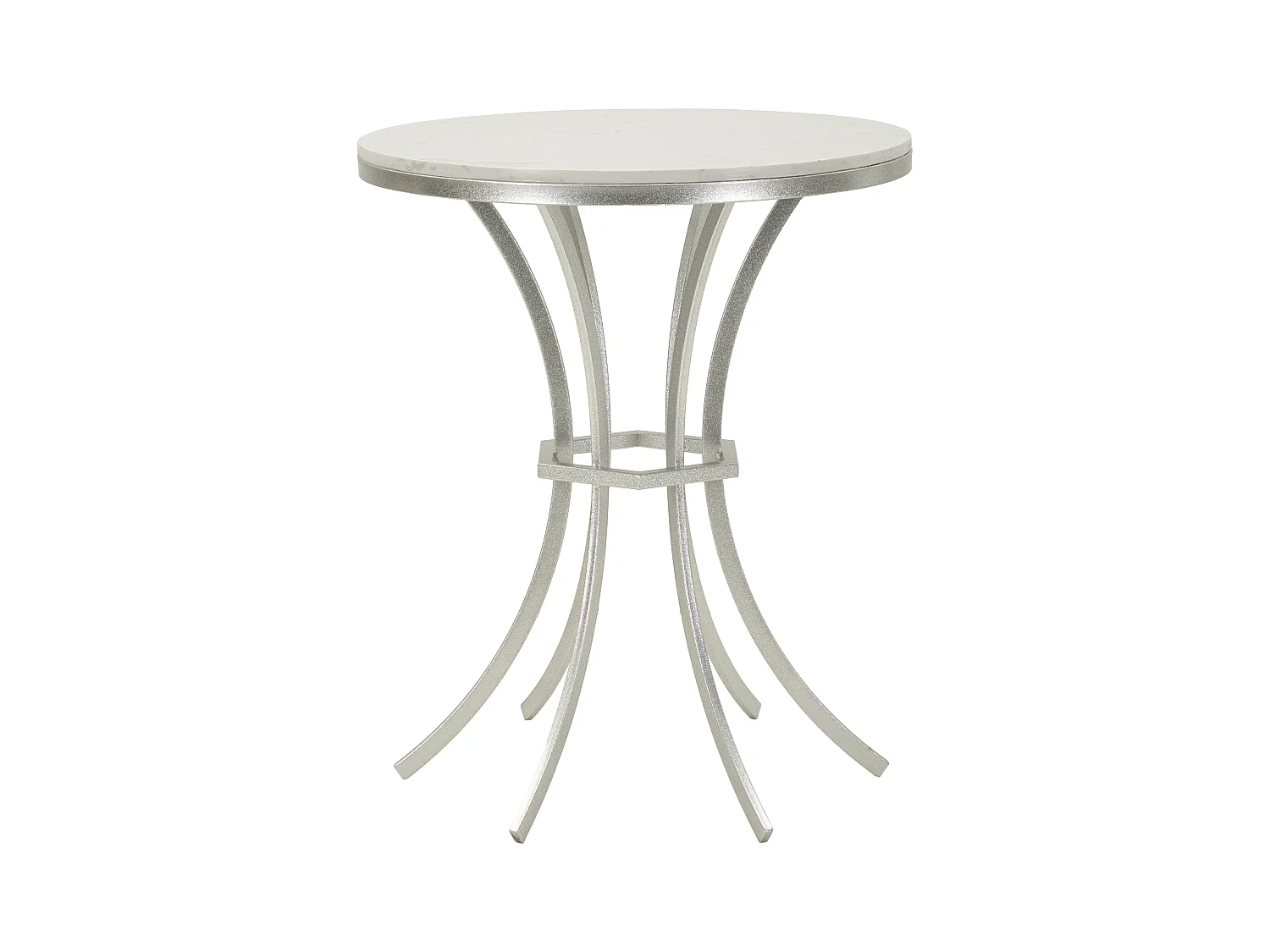 Tavolinetto in metallo argento e marmo cm ø 56x68