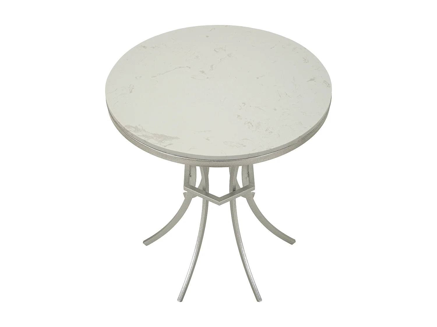 Table basse en métal argenté et marbre, ø 56x68 cm