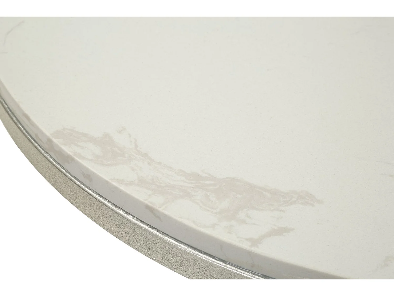 Table basse en métal argenté et marbre, ø 56x68 cm