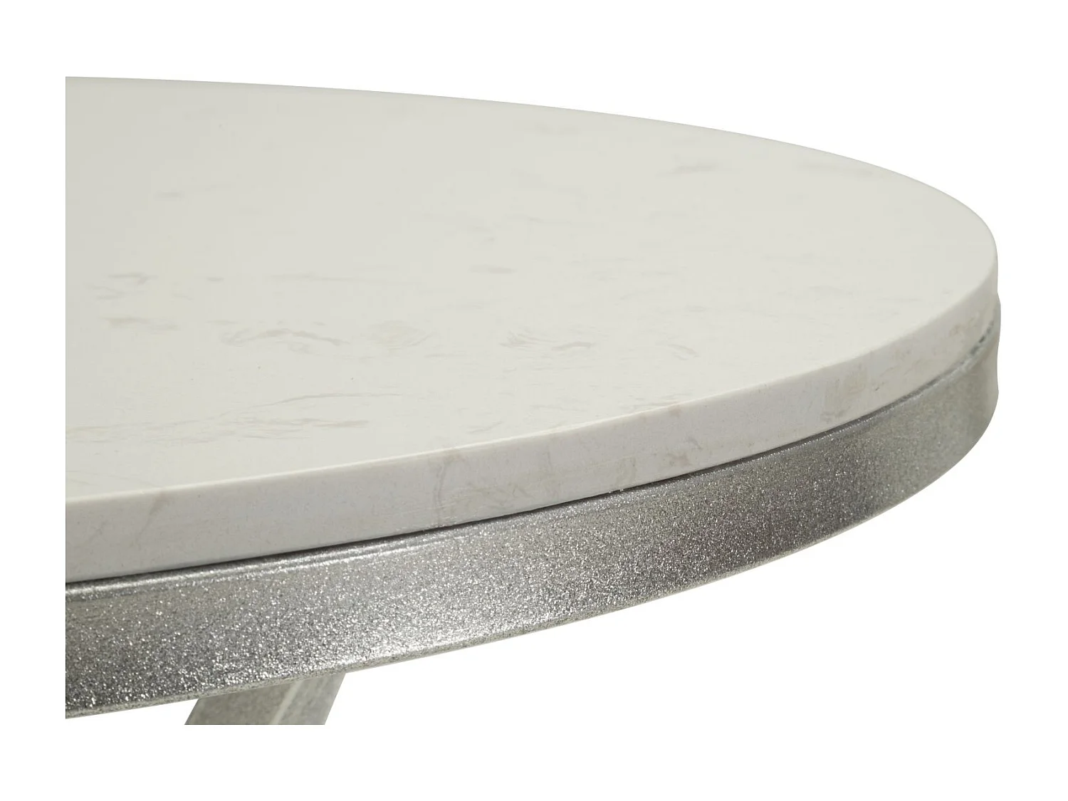 Table basse en métal argenté et marbre, ø 56x68 cm