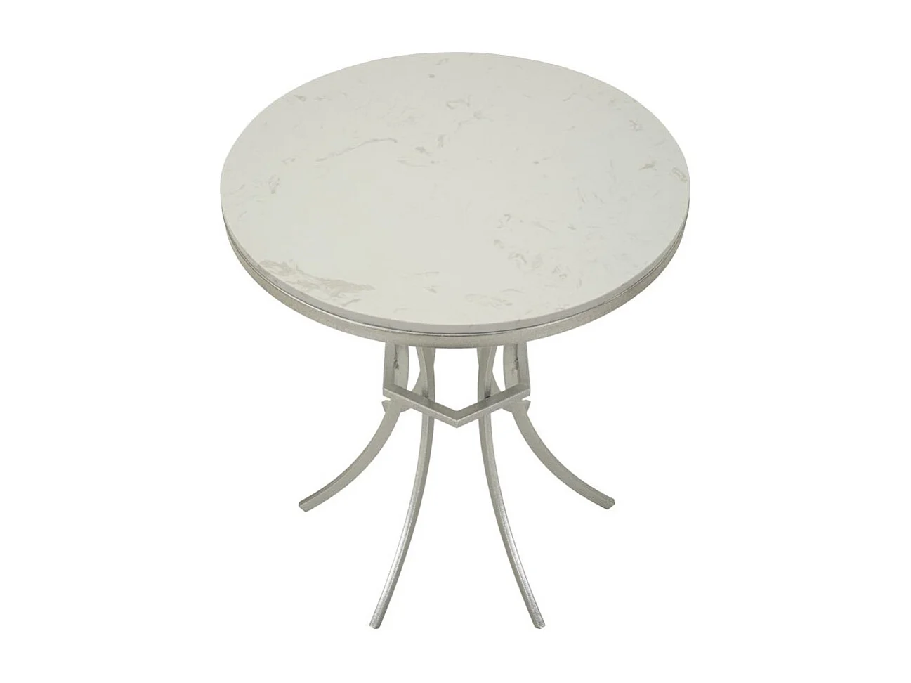 Table d'Appoint Ronde "Istanbul" 68cm Blanc & Argent