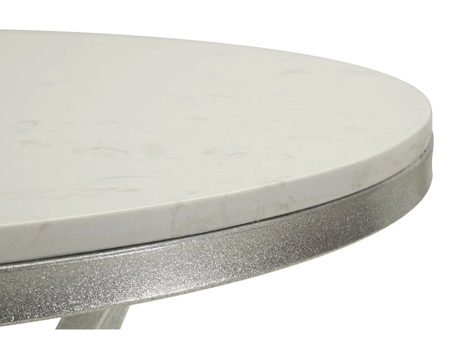 Beistelltisch aus Metall silberfarben und Marmor Ø 56x68 cm