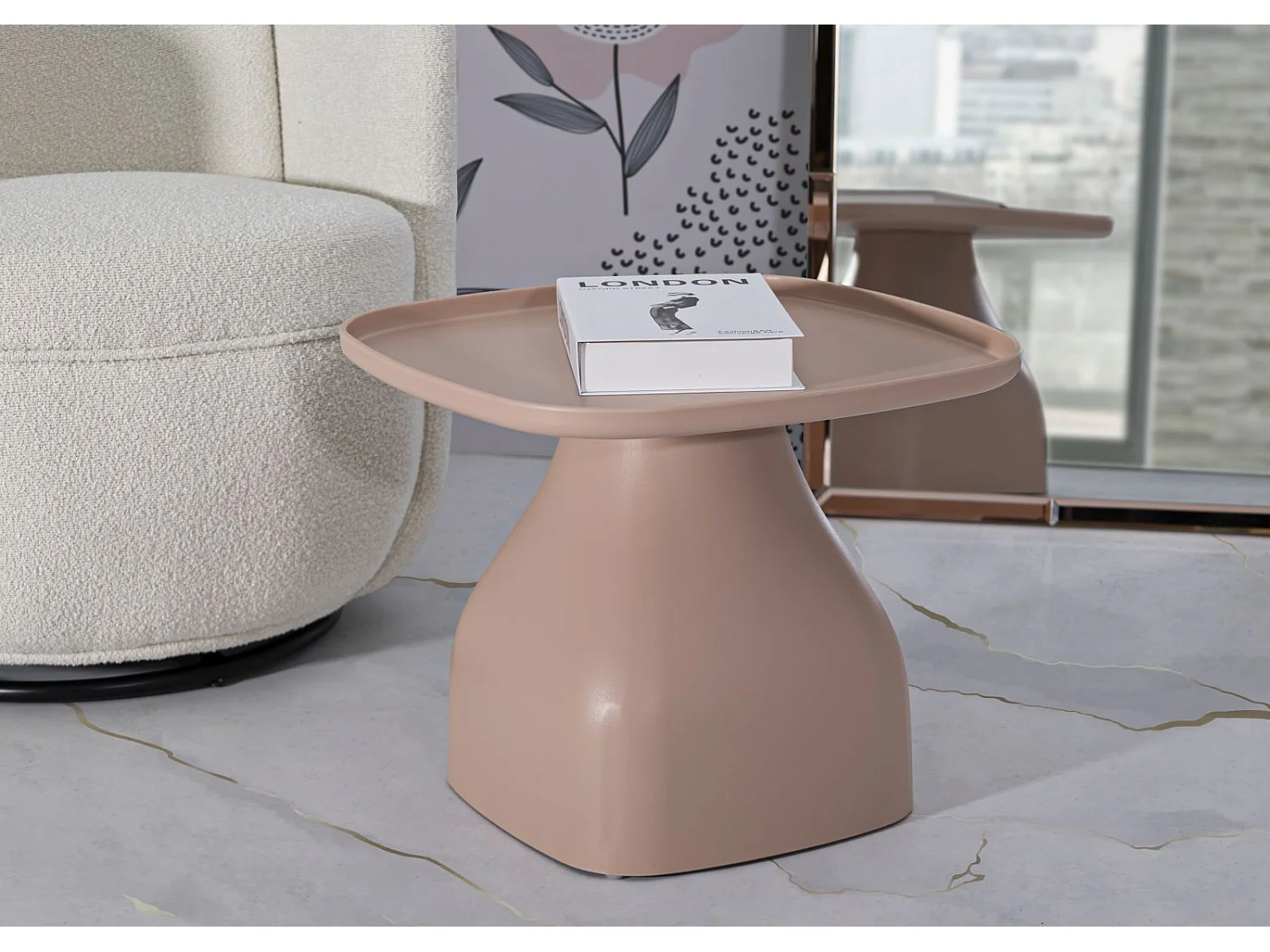 Table d'Appoint Carrée "Gea" 38cm Rose