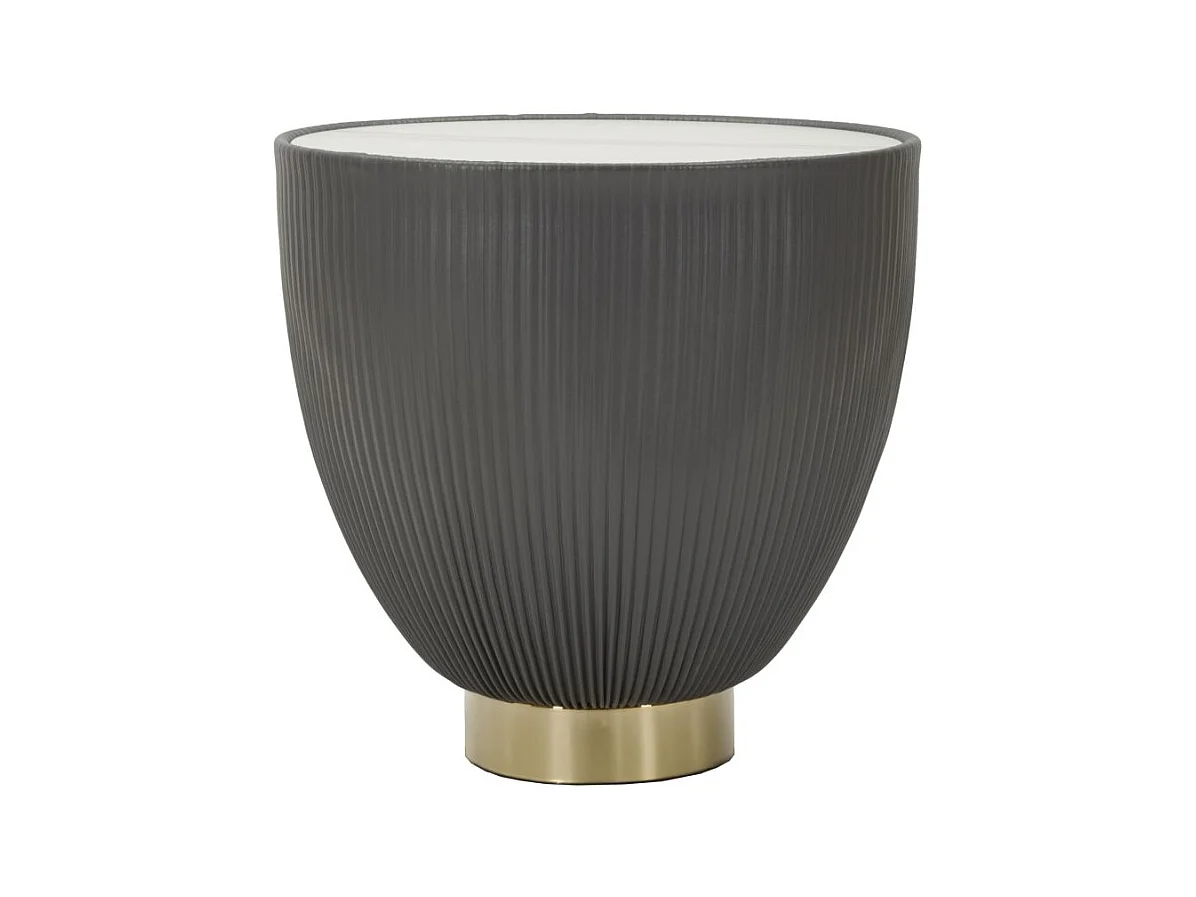 Table basse en éco-cuir gris et plateau en marbre cm ø 46x45