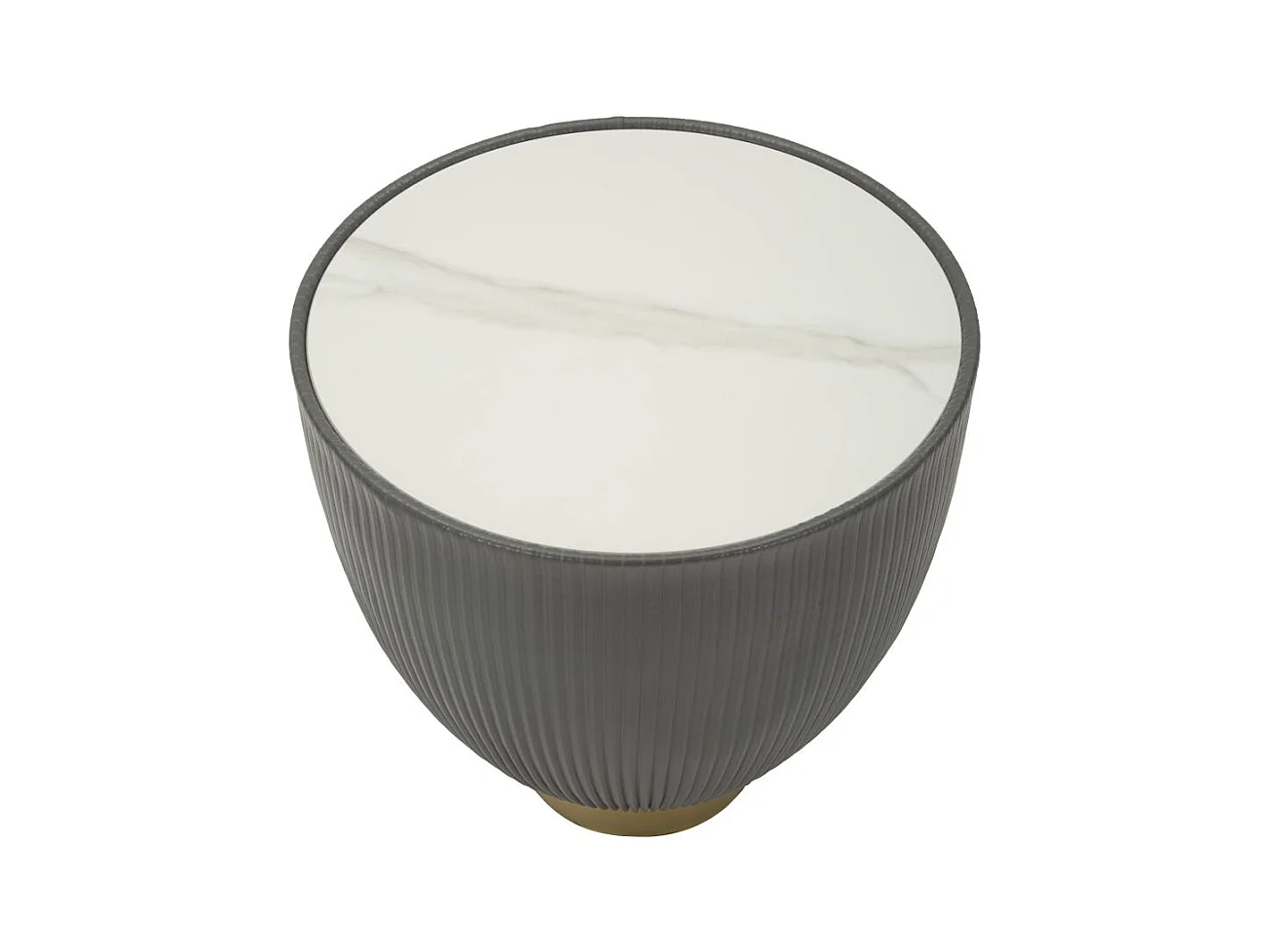 Table basse en éco-cuir gris et plateau en marbre cm ø 46x45