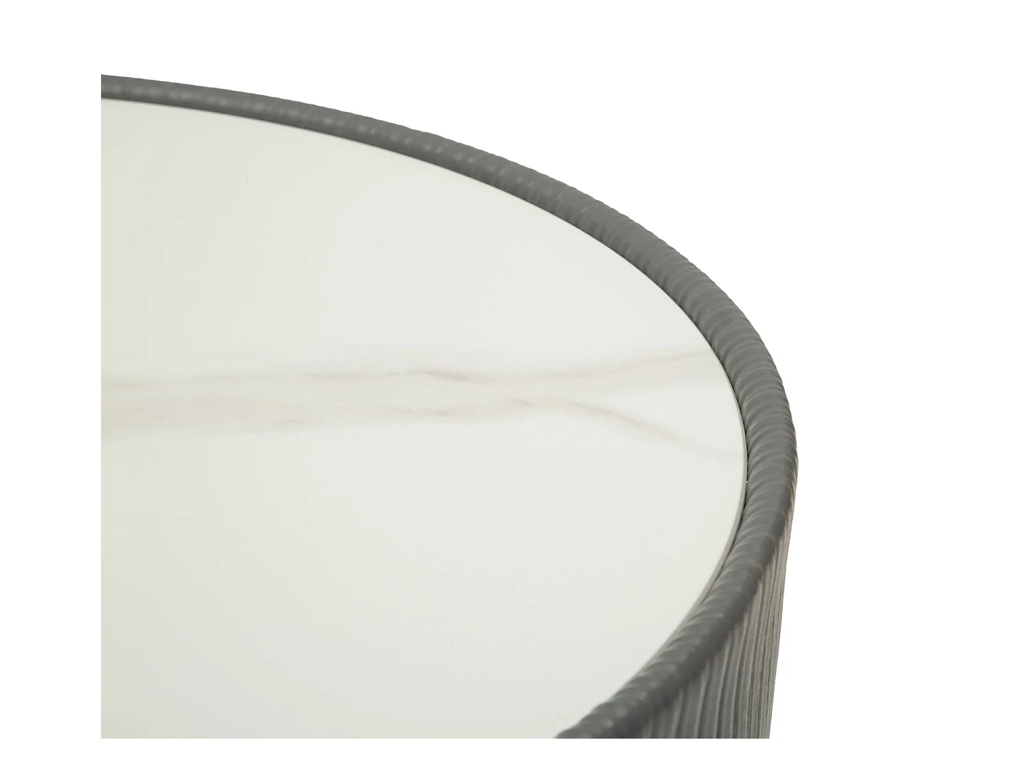 Table basse en éco-cuir gris et plateau en marbre cm ø 46x45