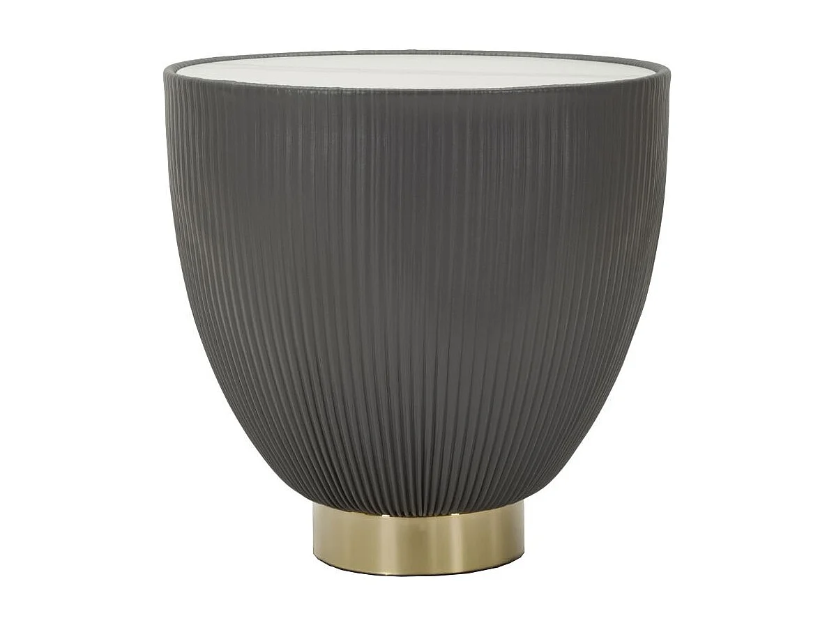 Table basse en éco-cuir gris et plateau en marbre cm ø 46x45