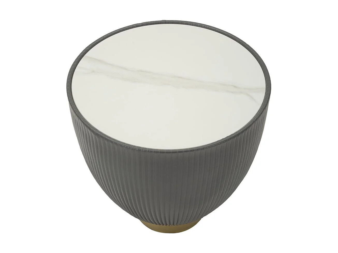 Table basse en éco-cuir gris et plateau en marbre cm ø 46x45