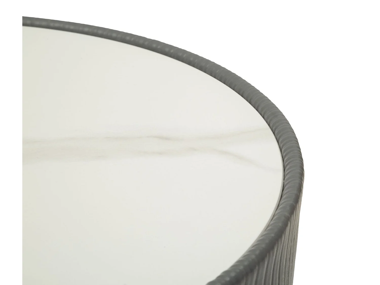 Table basse en éco-cuir gris et plateau en marbre cm ø 46x45