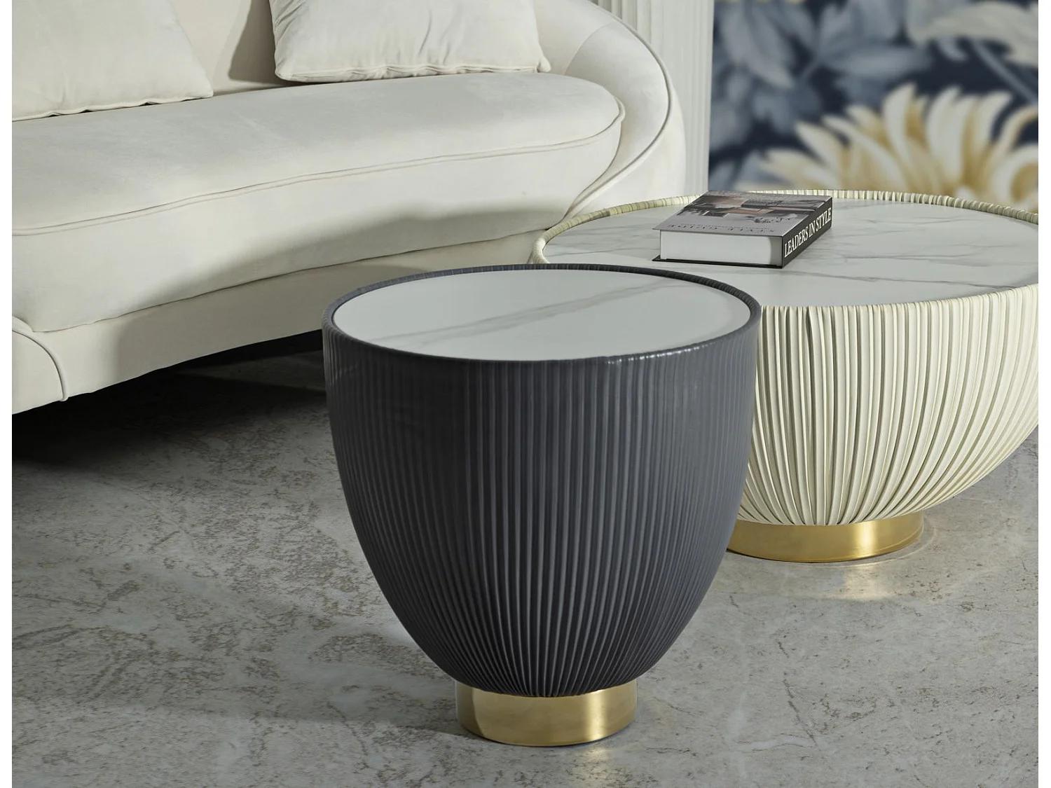 Table Basse Design "Elge" 46cm Gris