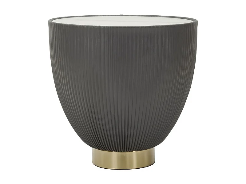 Table basse en éco-cuir gris et plateau en marbre cm ø 46x45