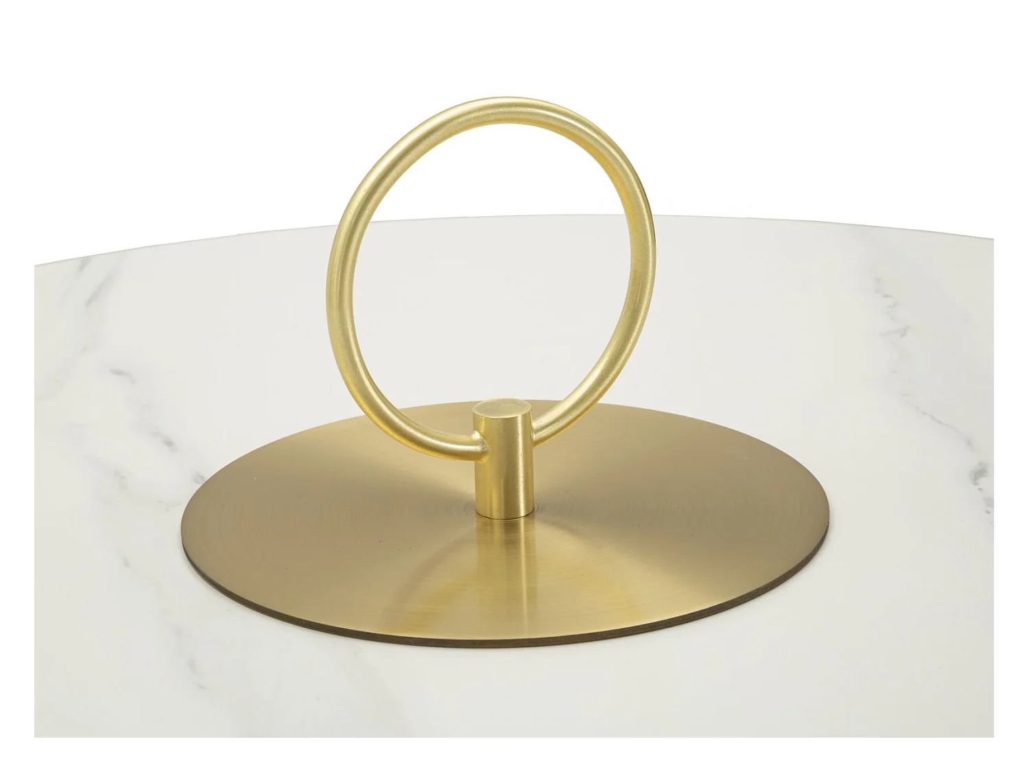 Table basse en éco-cuir crème avec plateau en marbre cm ø 60x54