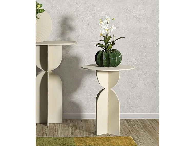 Table basse en métal crème cm ø 45x58