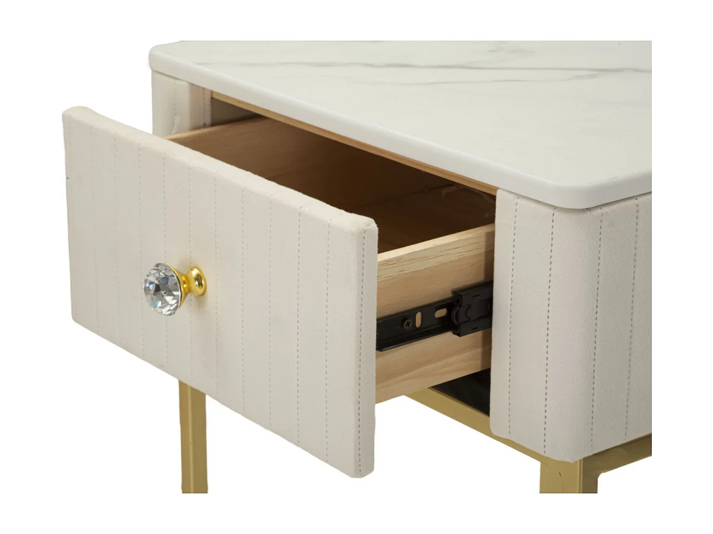 Lot de 2 Tables d'Appoint avec Tiroir "Wedding" 90cm Crème