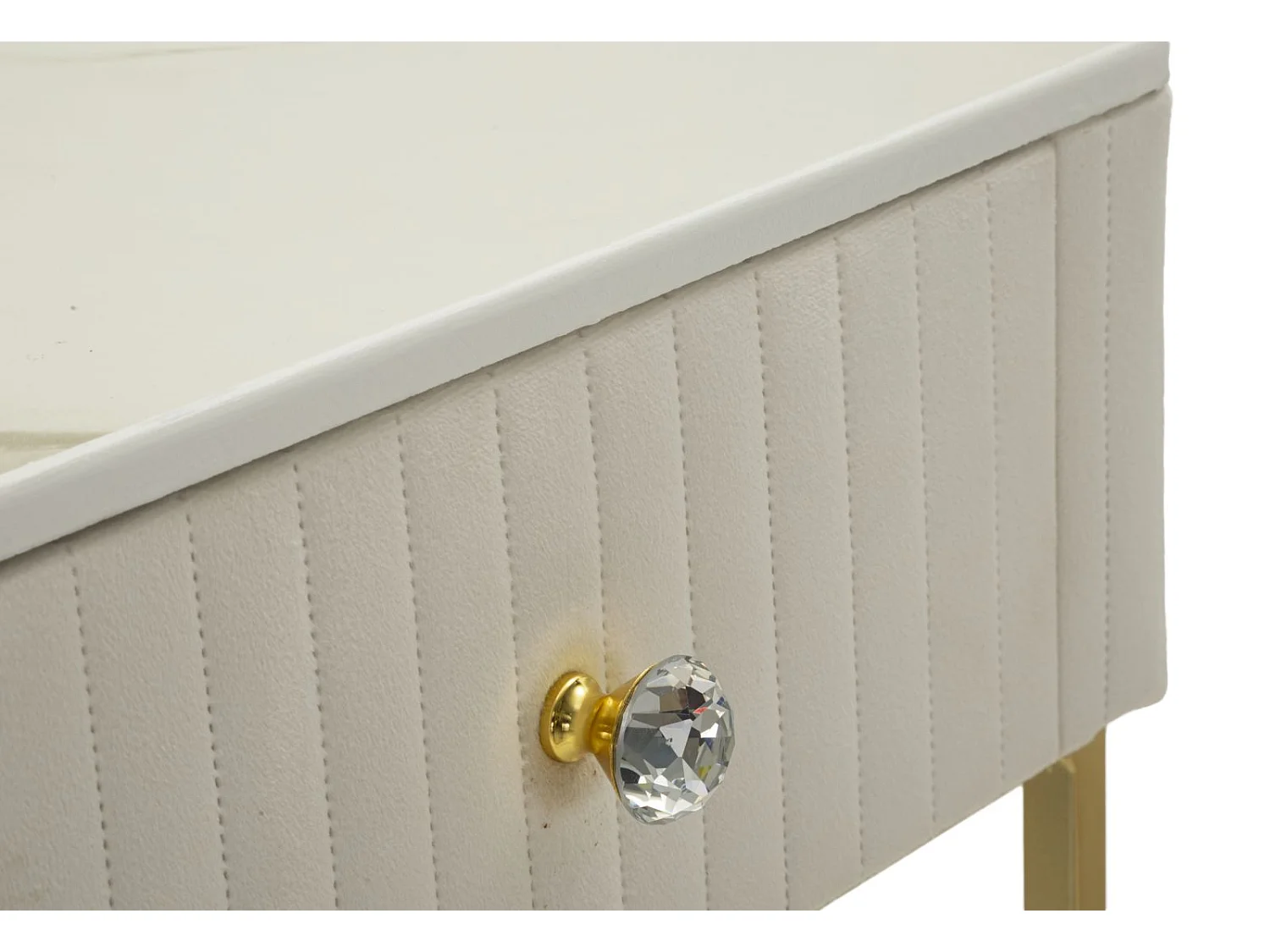 Lot de 2 Tables d'Appoint avec Tiroir "Wedding" 90cm Crème