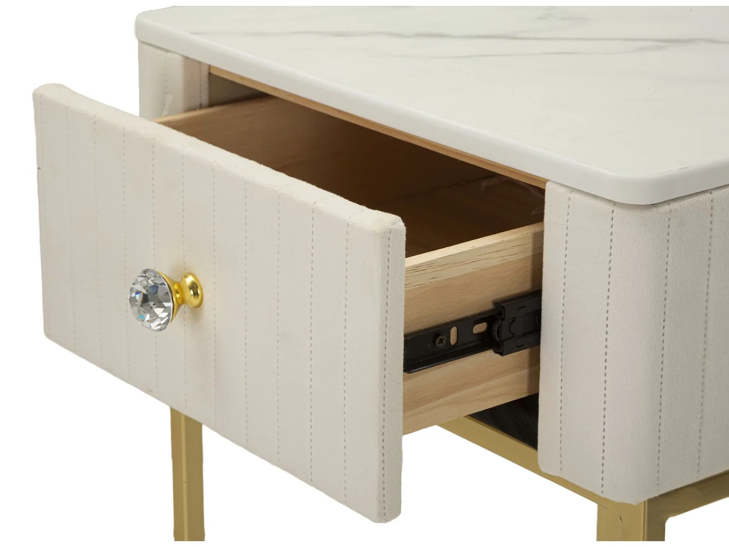 Lot de 2 Tables d'Appoint avec Tiroir "Wedding" 90cm Crème