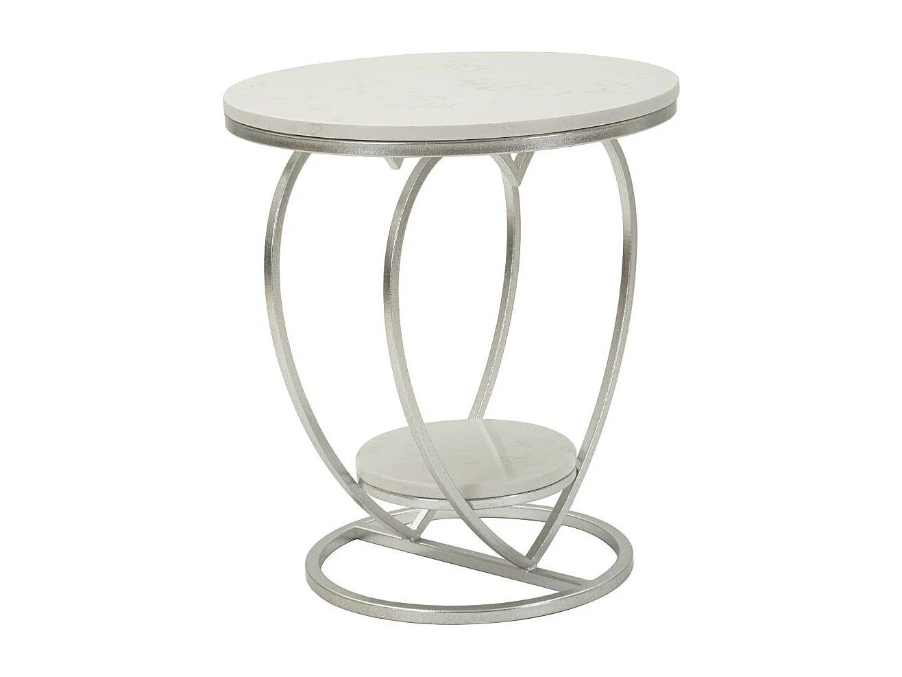 Tavolinetto in metallo argento cm ø 40x45,5