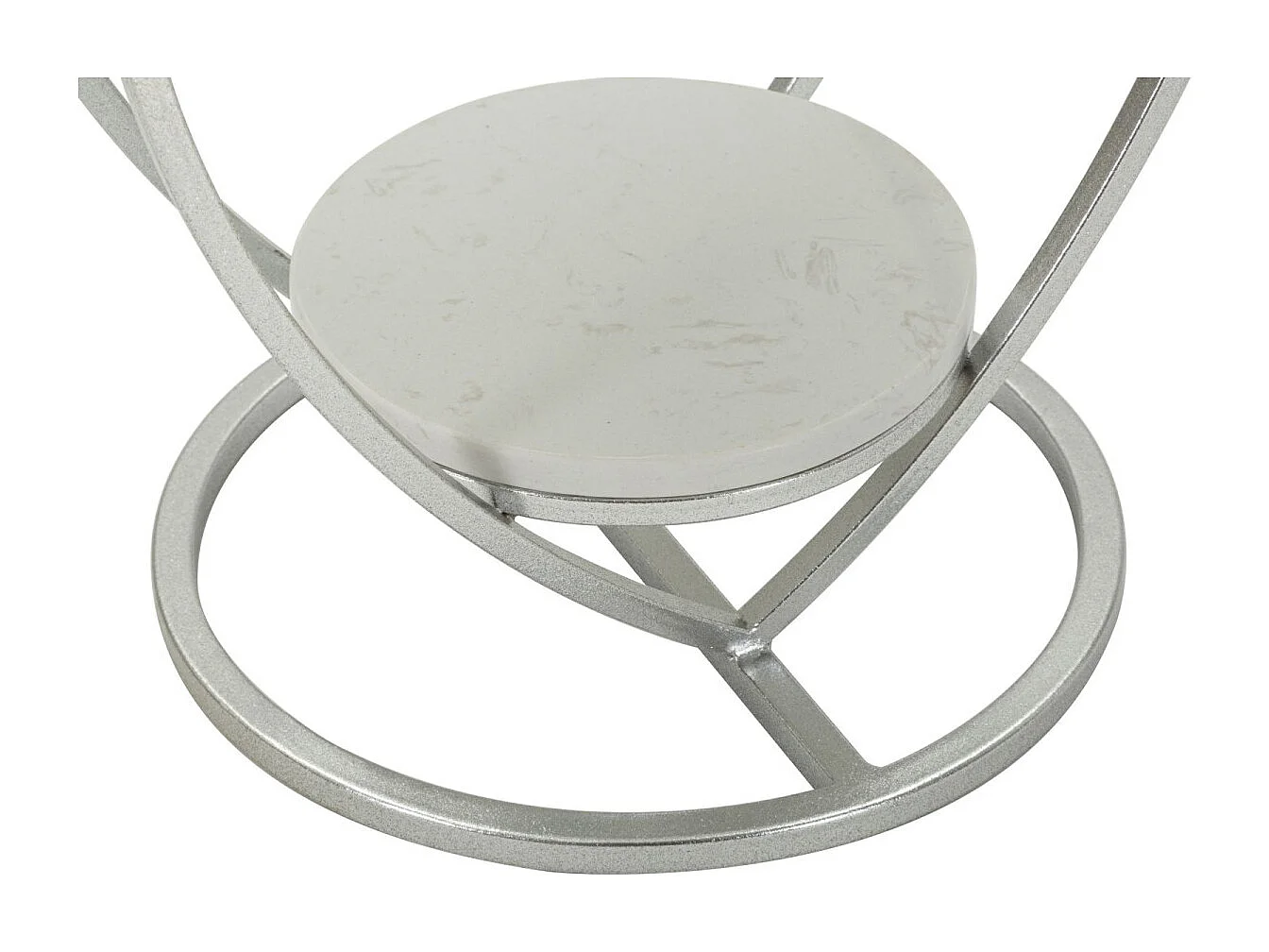 Tavolinetto in metallo argento cm ø 40x45,5