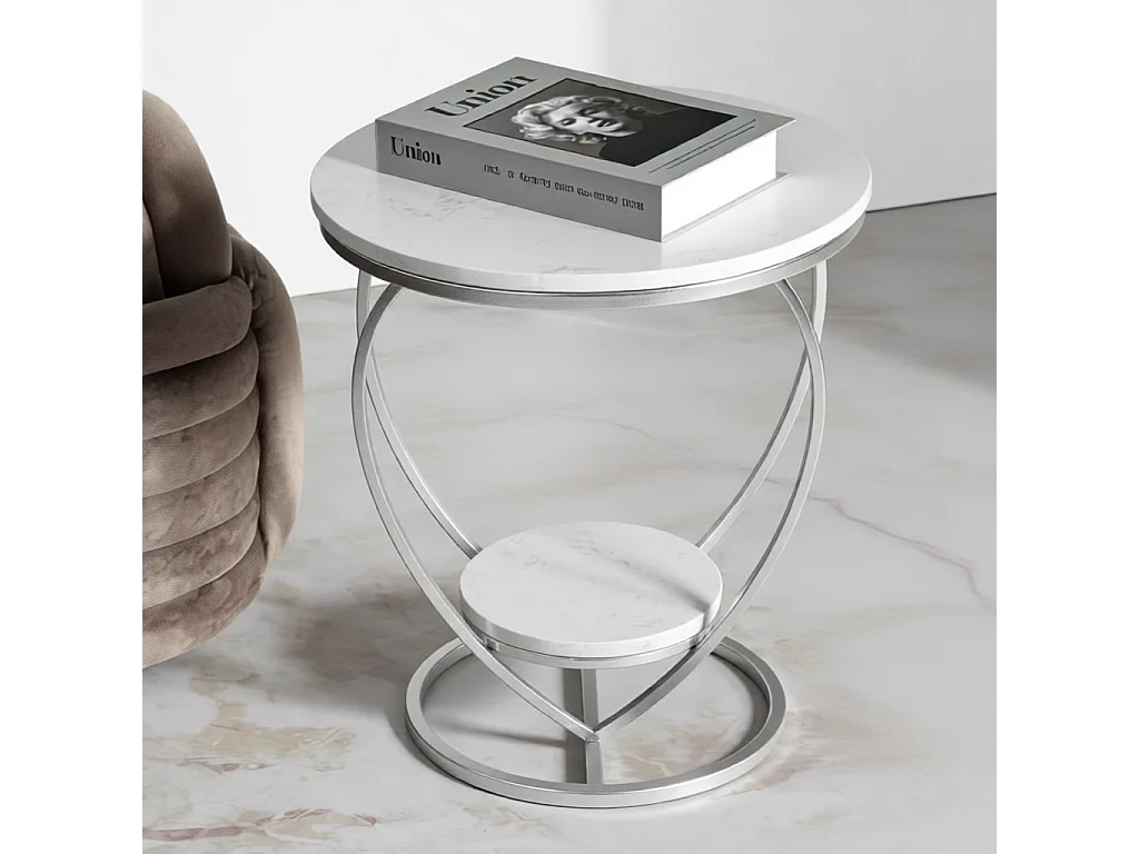 Table d'Appoint Design "Heart" 45cm Argent