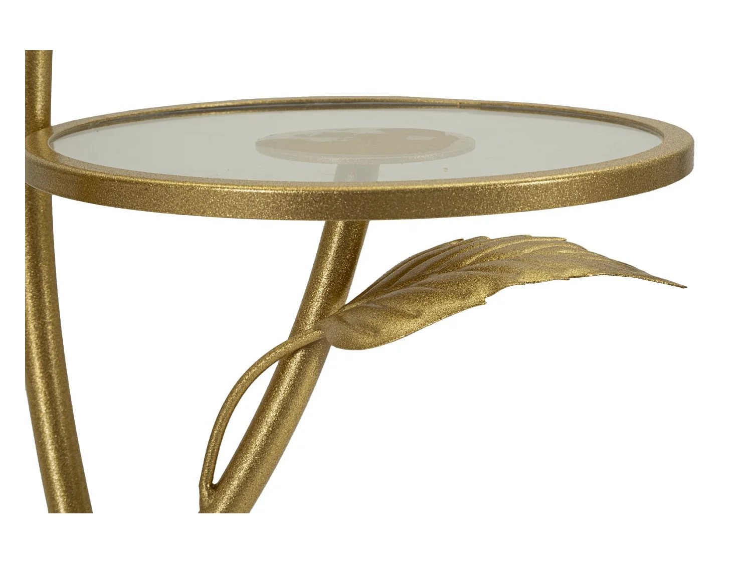 Tavolinetto con 3 ripiani in metallo dorato e vetro cm ø 54x69,5