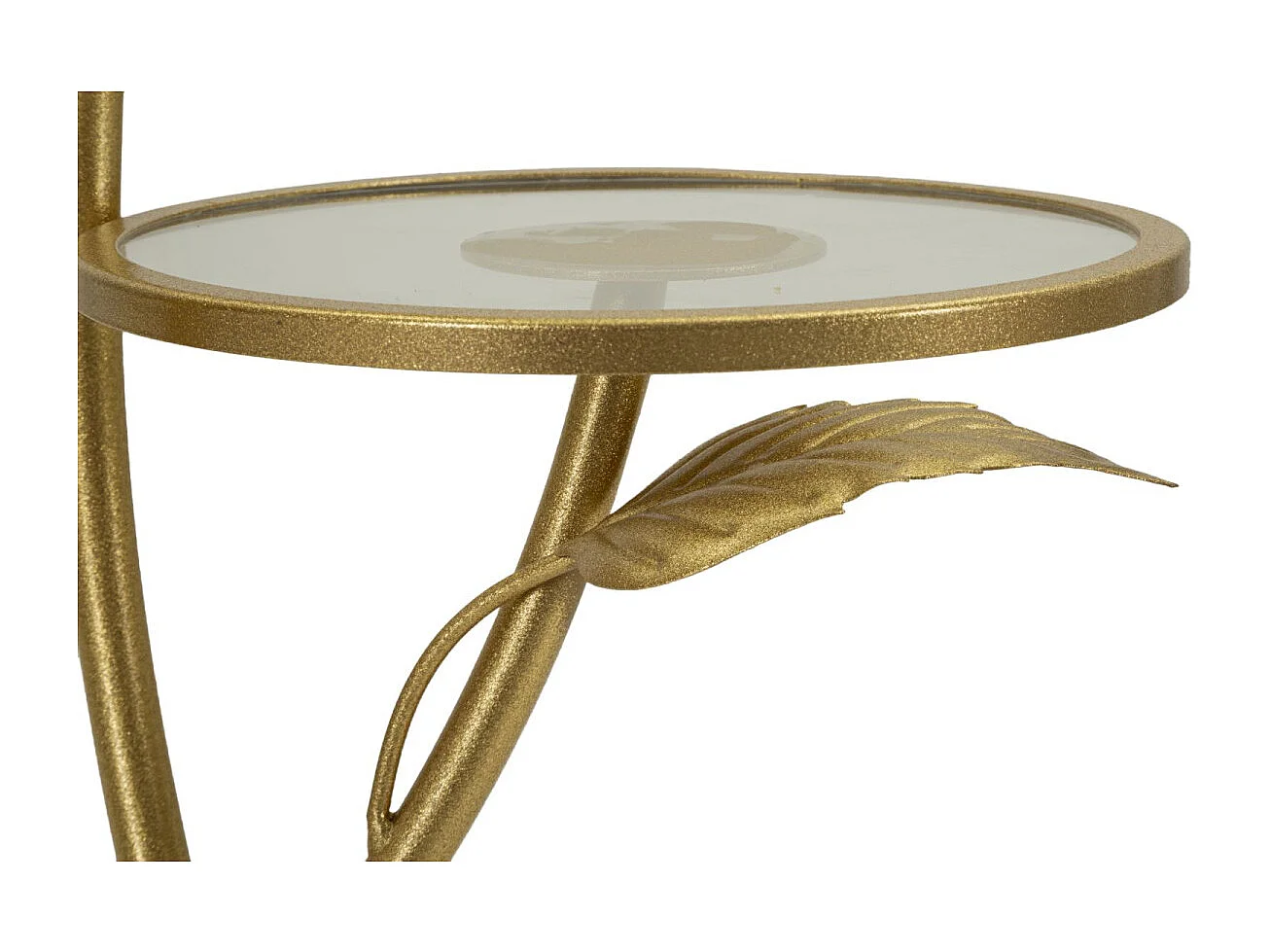 Salontafel met 3 planken in goudkleurig metaal en glas cm ø 54x69,5