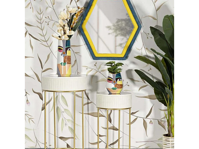 Set de 2 tables d'appoints en mdf et métal Wedding