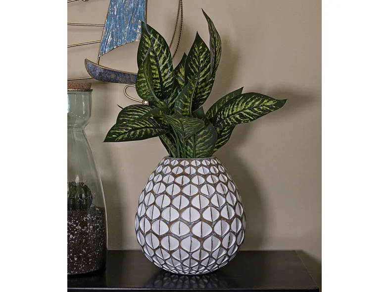 Vase en résine blanche cm ø 27x27