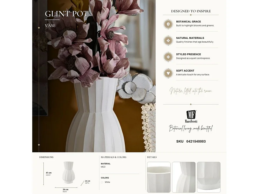 Vase Design "Glint" 41cm Blanc