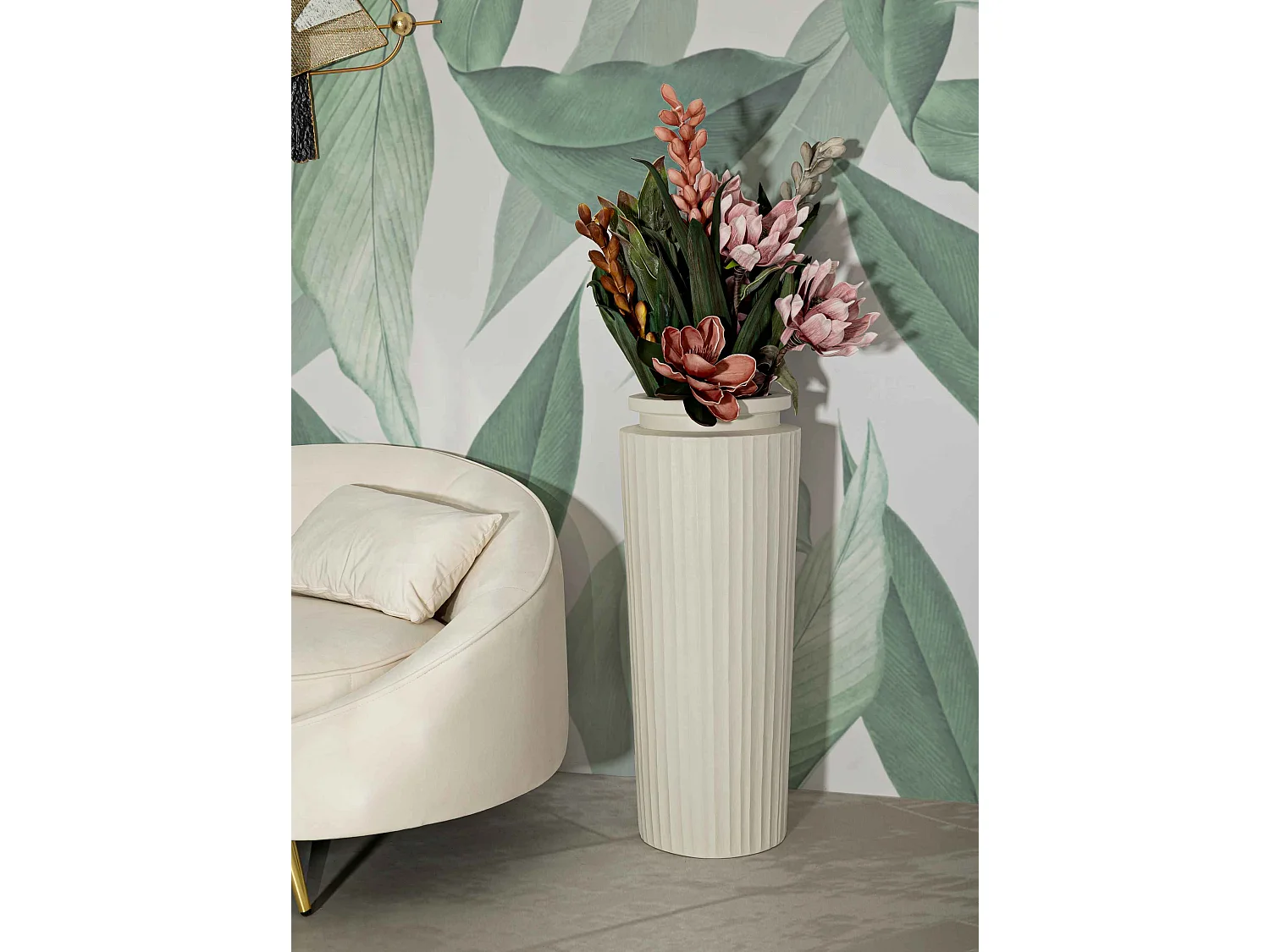 Vaso in magnesio colore crema cm ø 32x80